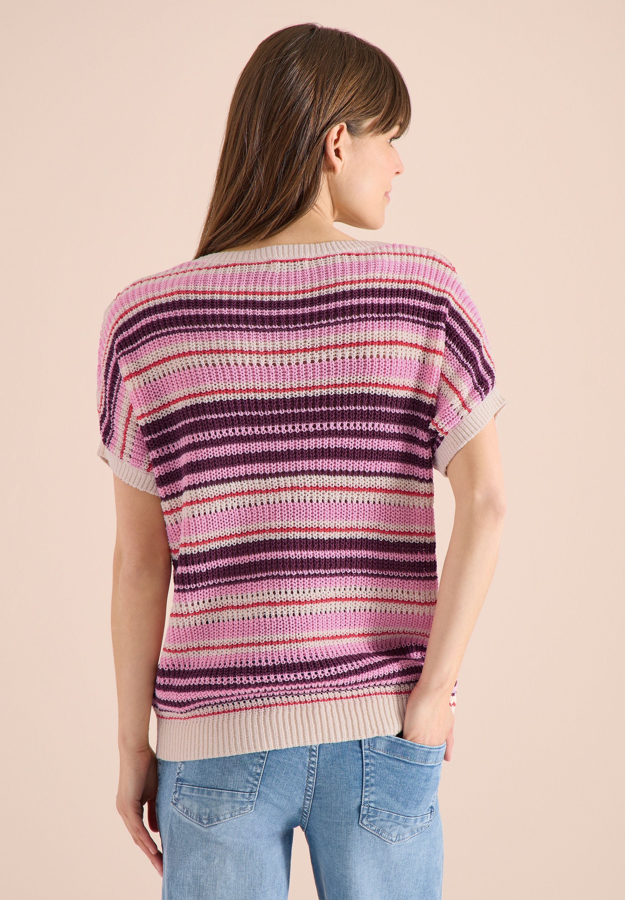 Cecil Kurzarmpullover mit Elastiksaum