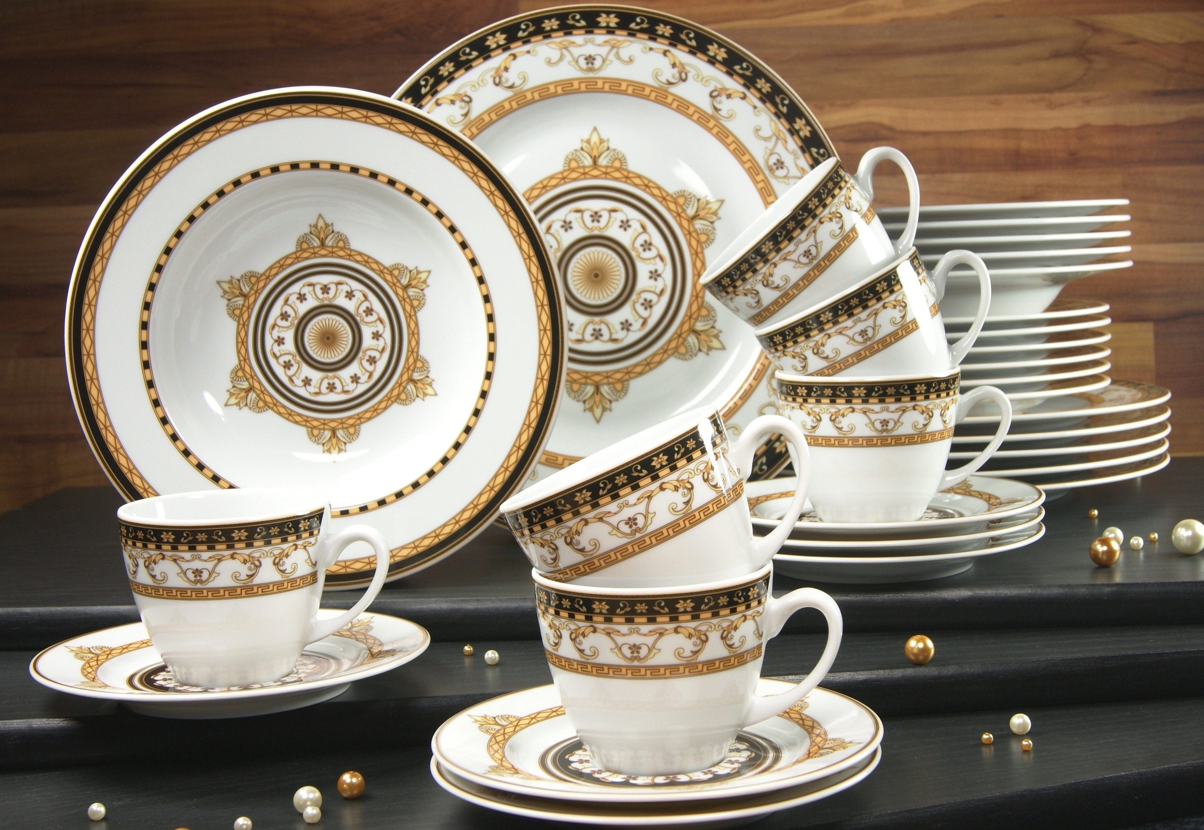 CreaTable Kombiservice "Geschirr-Set Majestosa" Service, Dekor schwarz abge günstig online kaufen