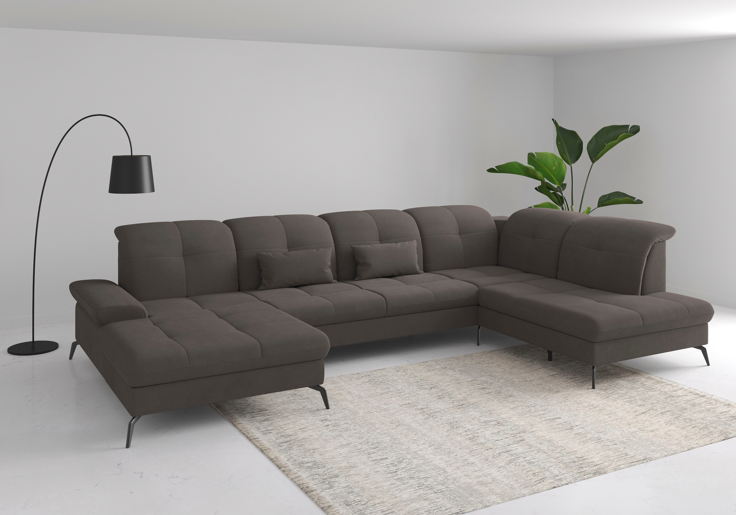 sit&more Wohnlandschaft "Amica, U-Form, inkl. Sitztiefenverstellung und Armteilverstellung" wahlweise mit Kopfteilverstellung, Schlaffunktion und Bettkasten