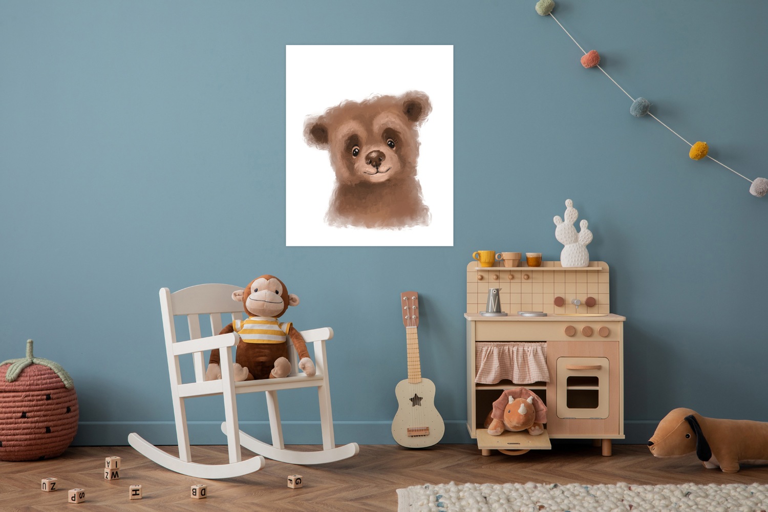 Lüttenhütt Bild mit Rahmen "oder Poster, Niedlicher Braunbär" Bär Fantasy Tiere 1 Stk. tlg. HD Premium Druck