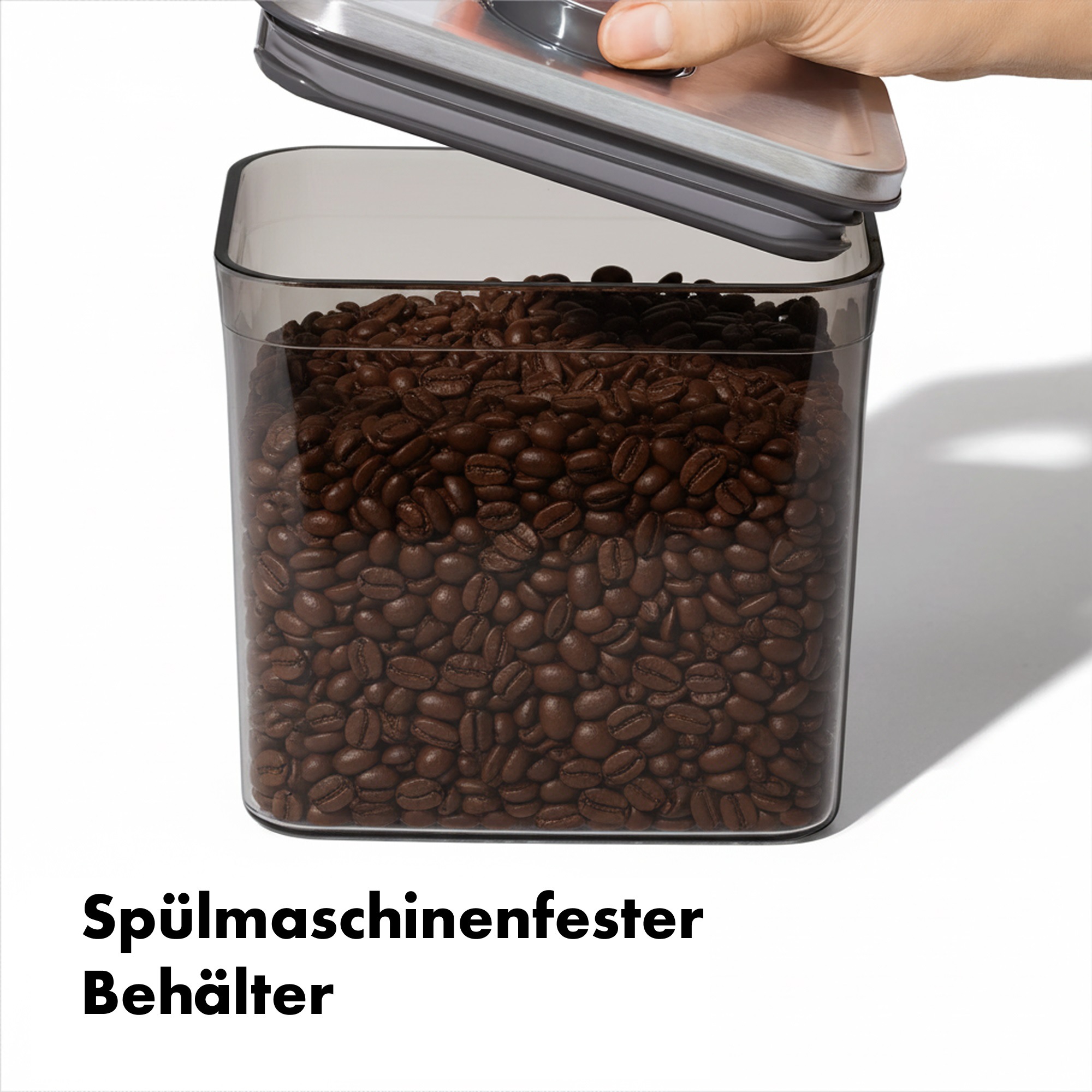 OXO SteeL Aufbewahrungssystem »Steel Coffee POP‑Behälter mit Dosierlöffel« 1 tlg. getönter Behälter schützt den Kaffee vor UV-Licht