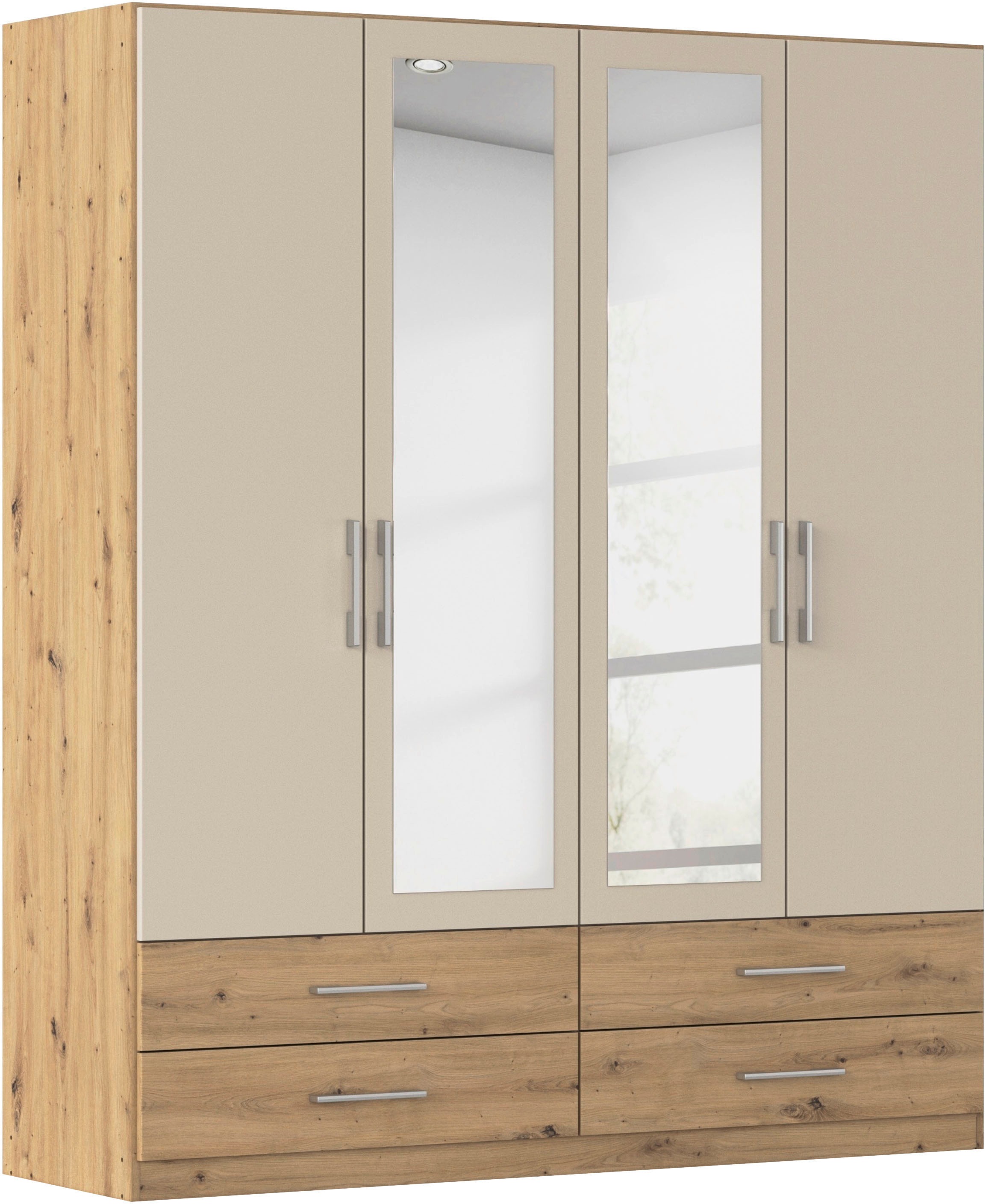rauch Kleiderschrank "Schrank Garderobenschrank Mehrzweckschrank Schlafzimmer HERSBRUCK" 3 verschiedene Ausstattungen BASIC/CLASSIC/PREMIUM (inkl. SOFT-CLOSE), mit großzügigen Schubladen sowie Spiegeltüren MADE IN GERMANY
