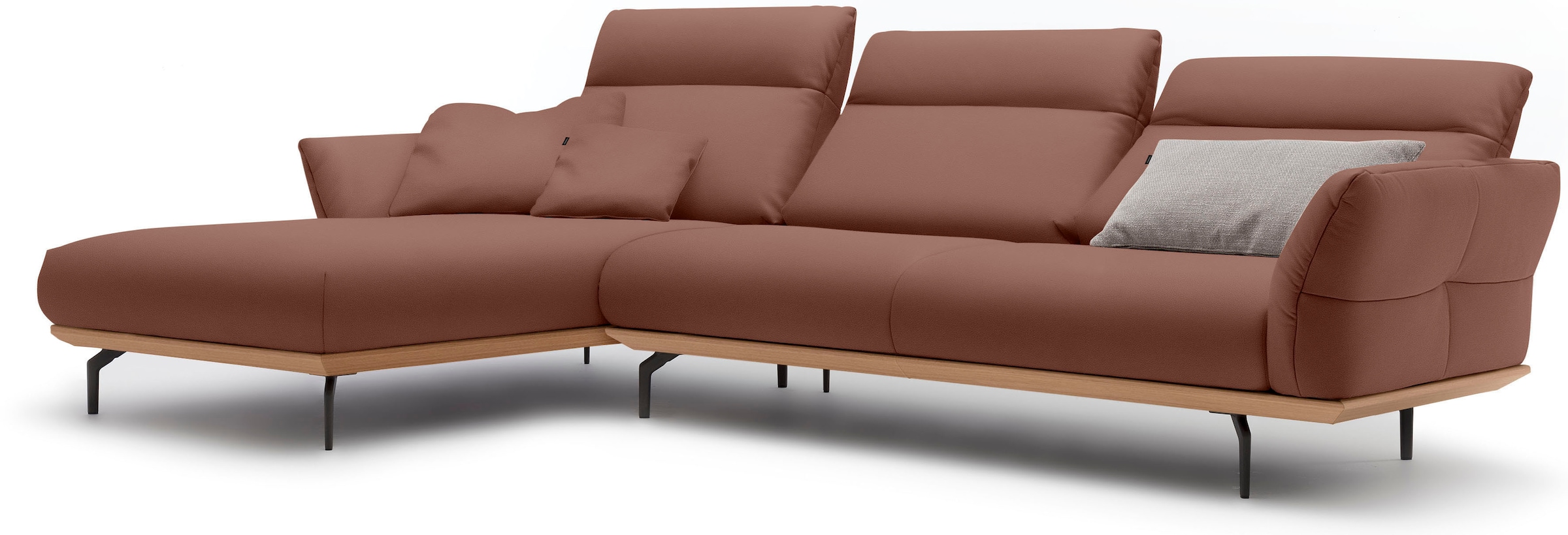 Creation BY ROLF BENZ Ecksofa »CR.460«, Sockel in Eiche, Winkelfüße in Umbragrau, Breite 318 cm