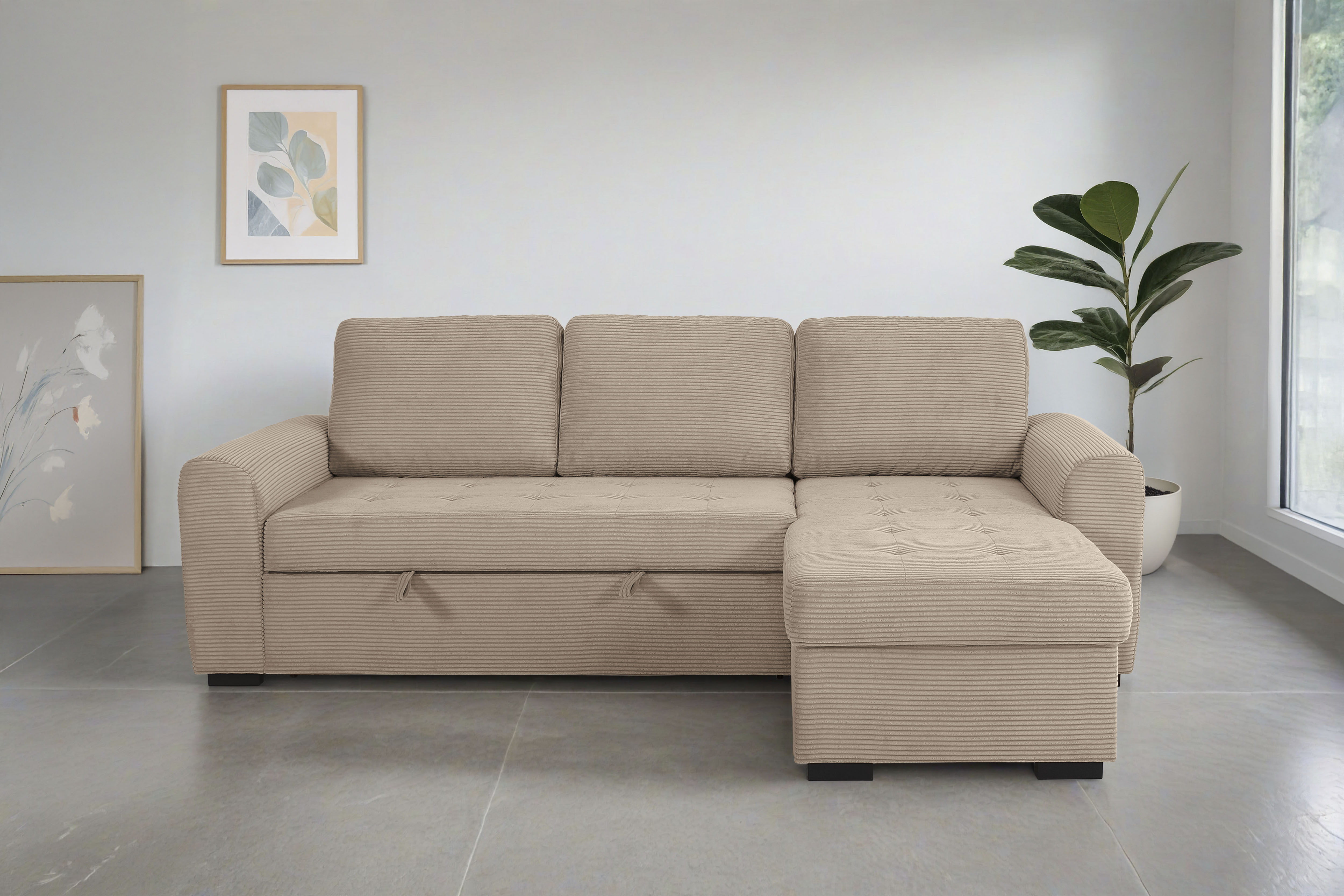 OTTO home Ecksofa "Poll L-Form, B: 245 cm" mit Schlaffunktion & Bettkasten