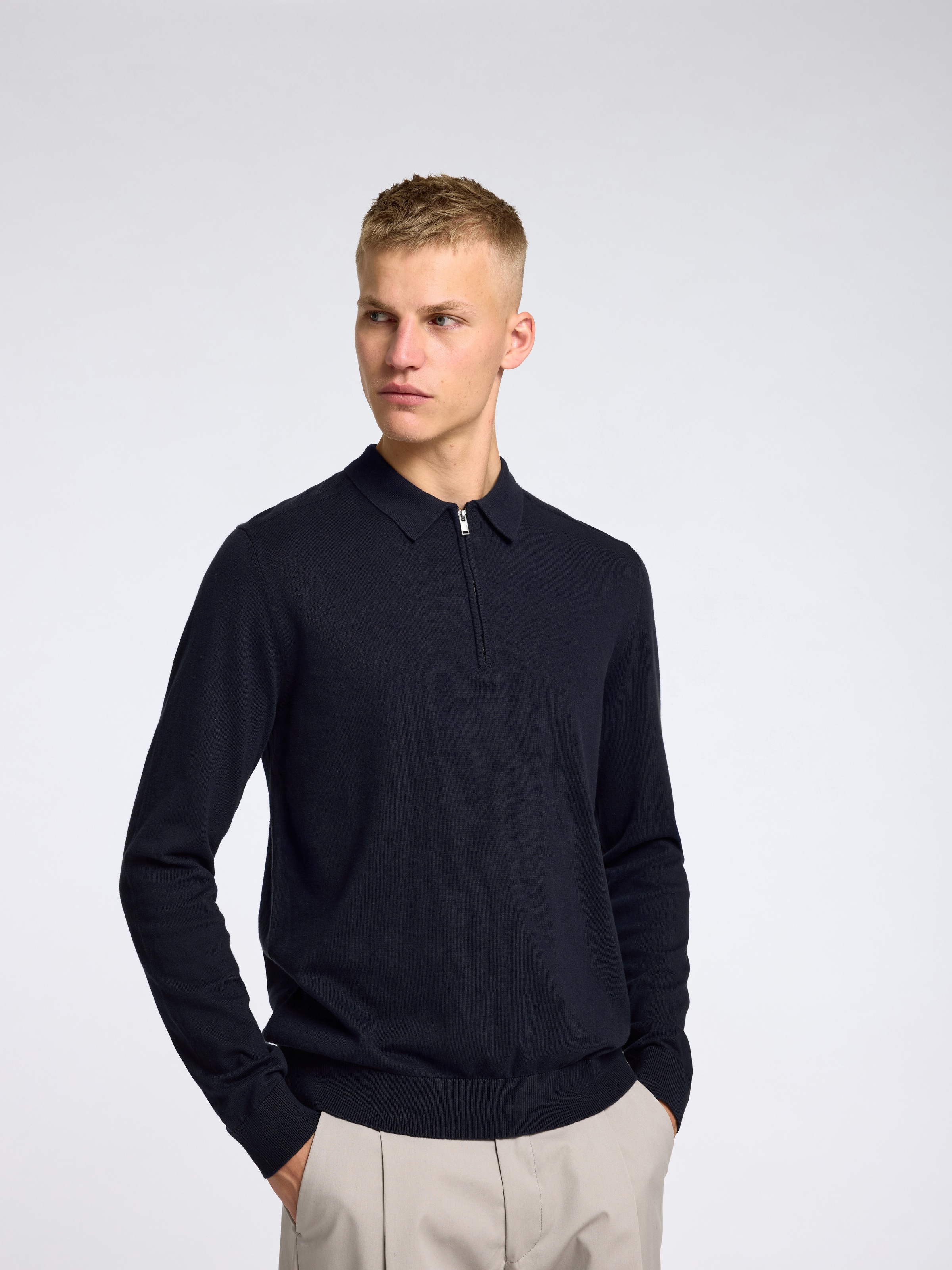 SELECTED Polokragenpullover "SLHBERG LS HALF ZIP POLO NOOS" günstig online kaufen