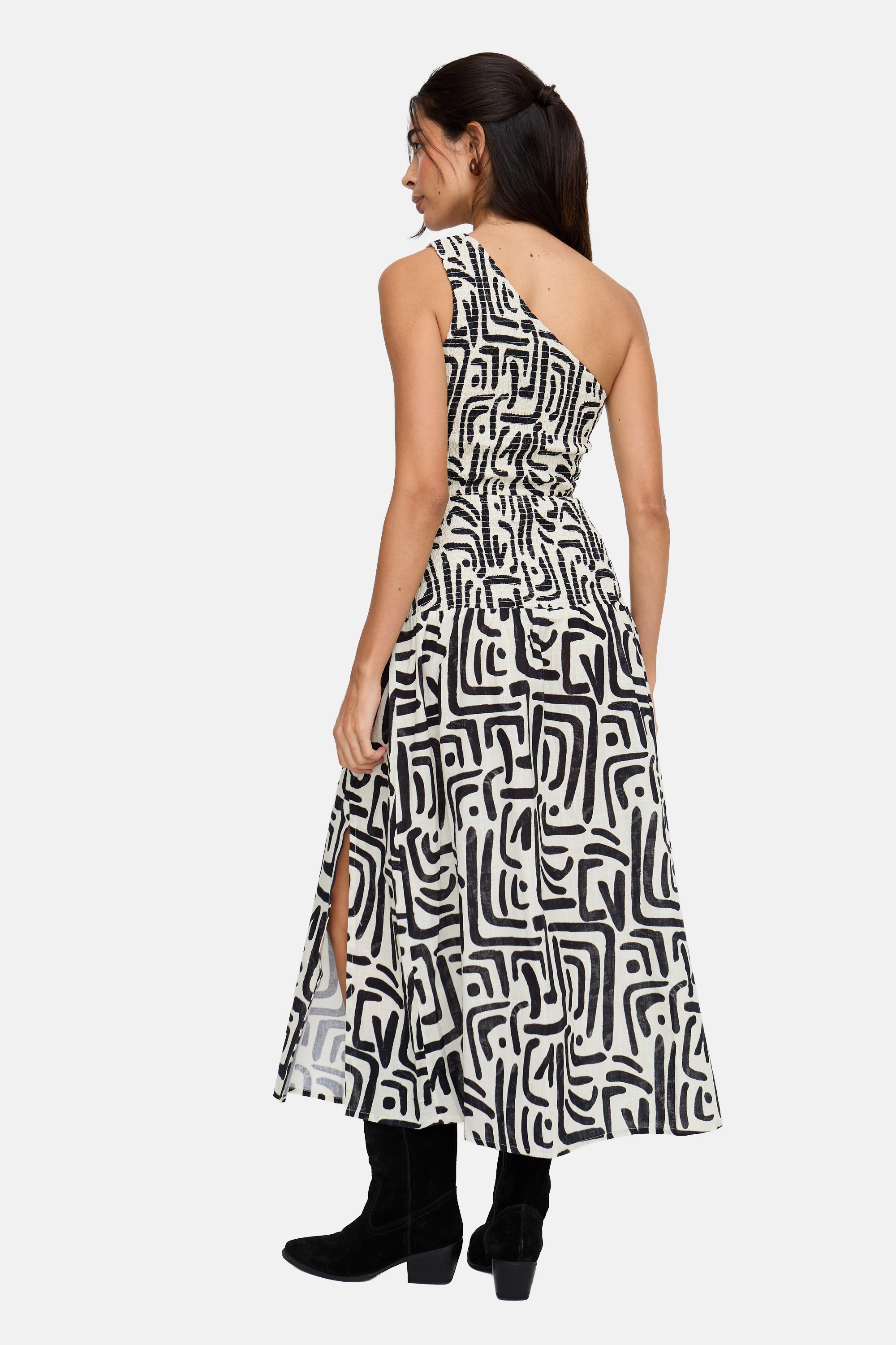 RAFFYA Midikleid »Jazz Jersey One Shoulder Warhol Print Midi Dress Damen«