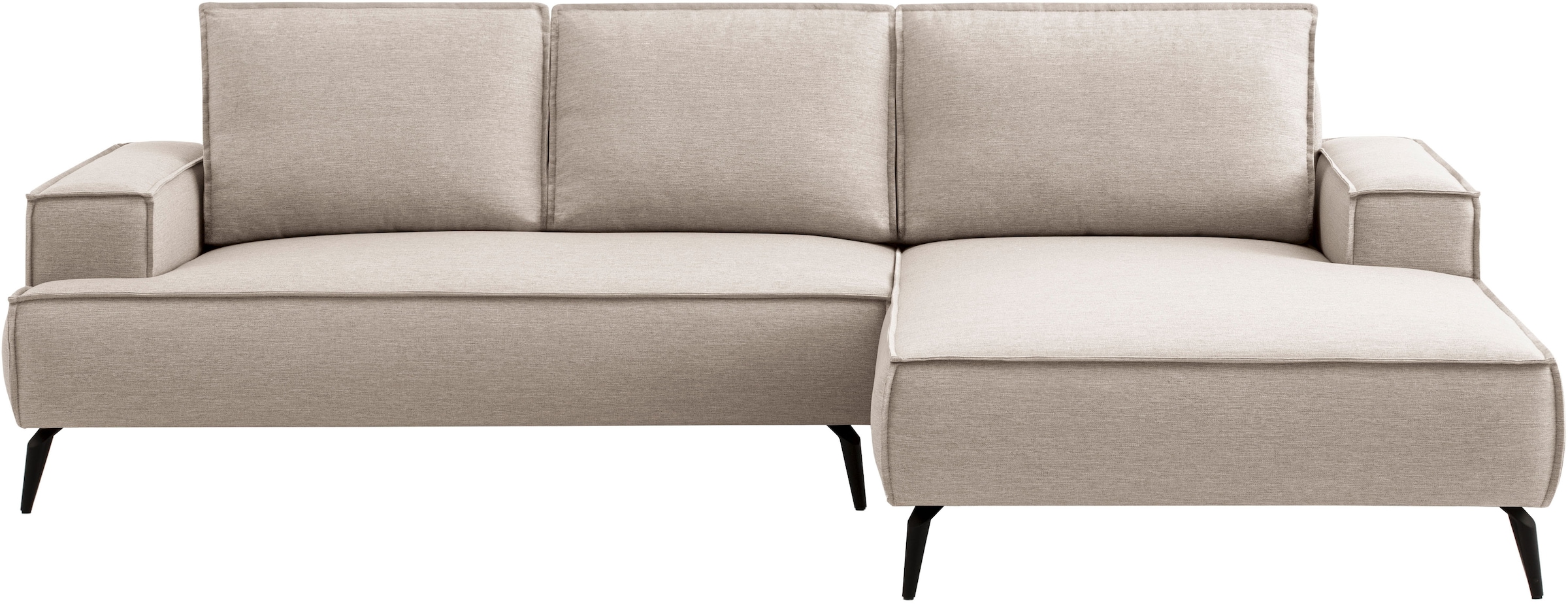 andas Ecksofa »TVINNU, L-Form, 275cm, in Cord und Leinenoptik« wahlweise Recamiere rechts/links, schwarze Füße, bequemer Sitzkomfort