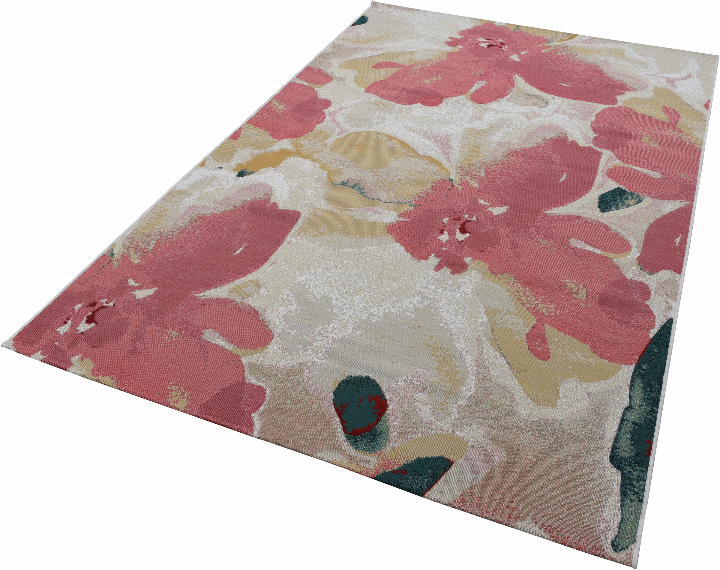 TOM TAILOR HOME Teppich »Garden Blossom«, rechteckig, 3 mm Höhe, Flachgewebe, modernes Blumen Design, In- und Outdoor geeignet