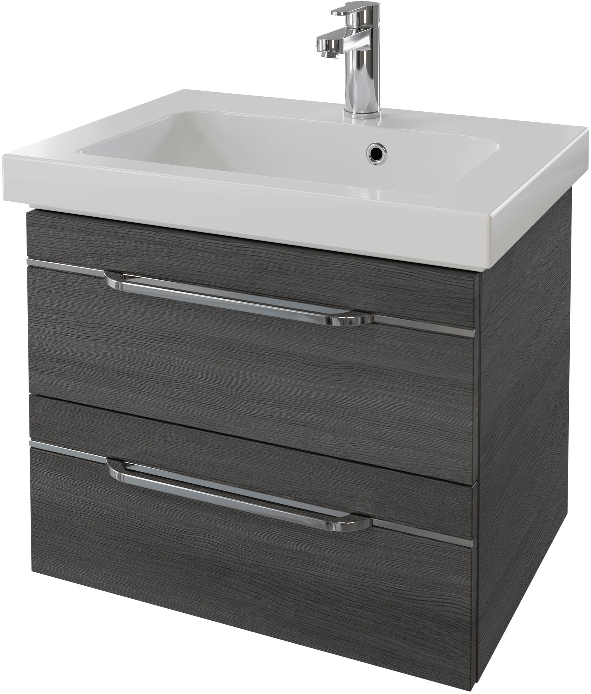 Saphir Waschtisch »Serie Balto Mineralmarmor-Waschtisch mit Unterschrank, 64,4 cm breit«, Waschplatz mit 2 Schubladen, Badschrank in verschiedenen Ausführungen