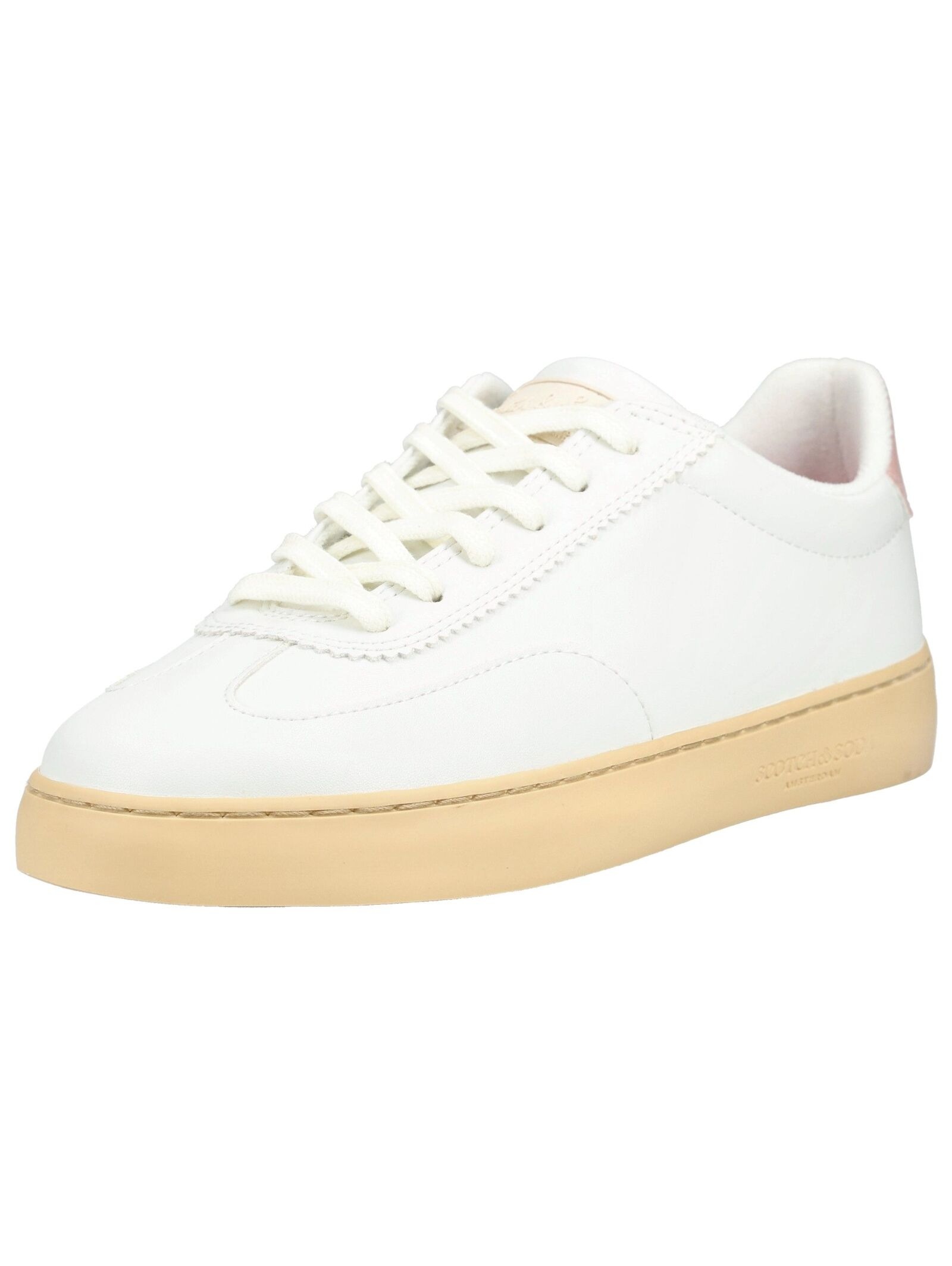 Sneaker SCOTCH & SODA "Scotch & Soda Sneaker Lederimitat", Herren, Gr. 39, weiß, rosa, Lederimitat, Schuhe Sneaker