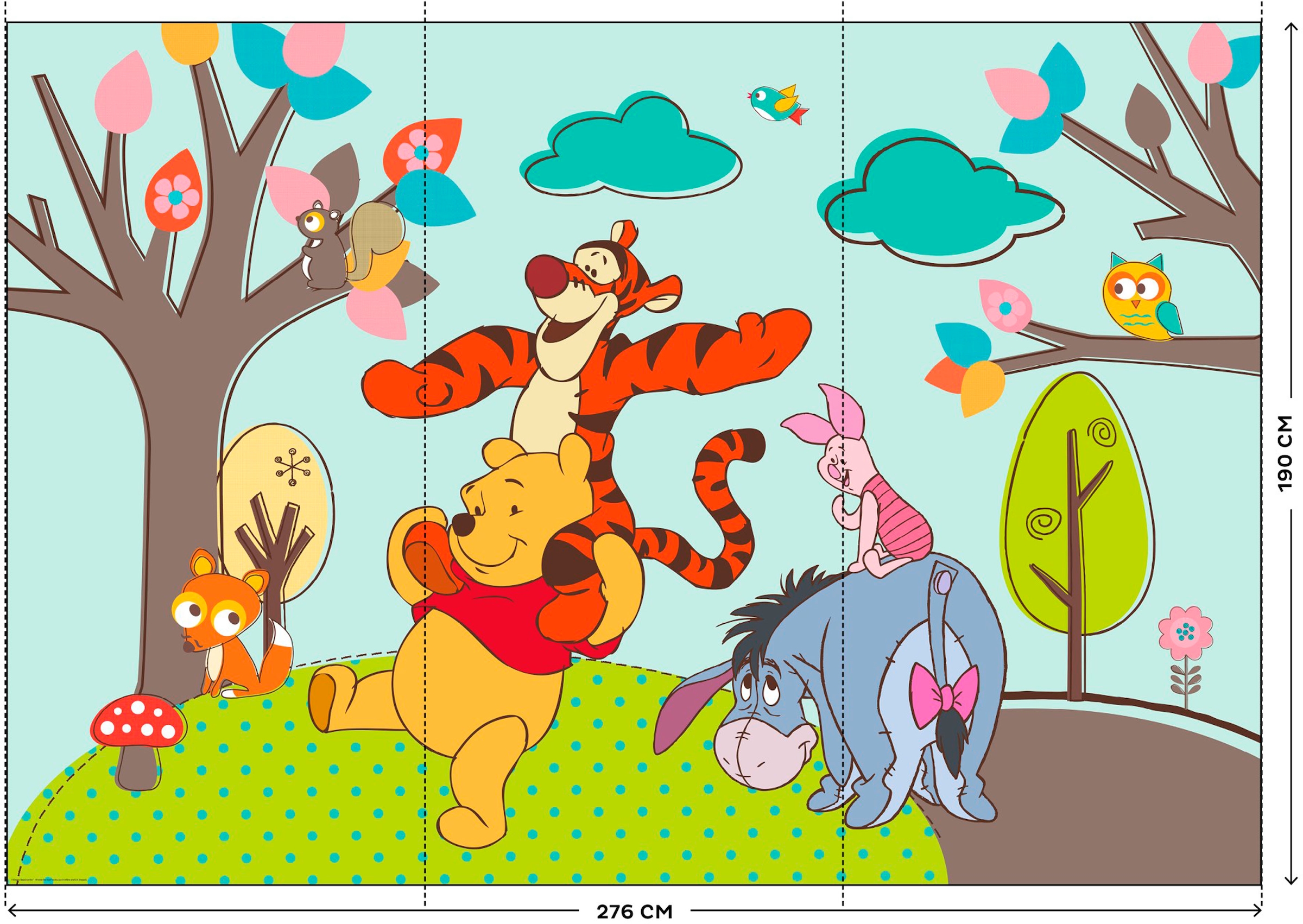 Art for the home Fototapete »Winnie the Pooh Mural«, Disney, 190 cm Länge