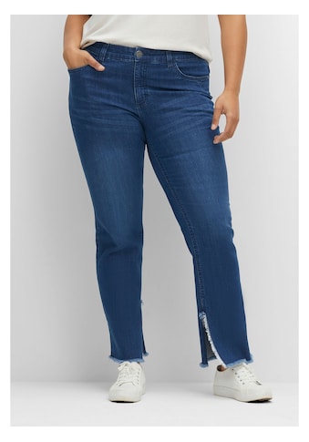 Gerade Jeans »Große Größen«, mit Fransendetails am Saum