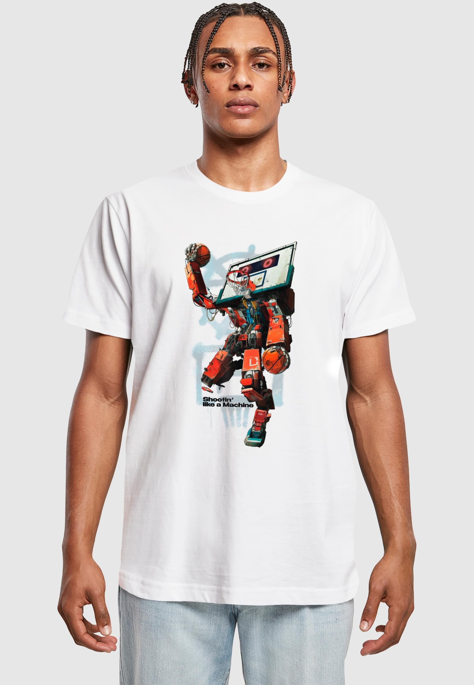 MisterTee T-Shirt »MisterTee Herren Bball Robot Tee«, (1 tlg.)