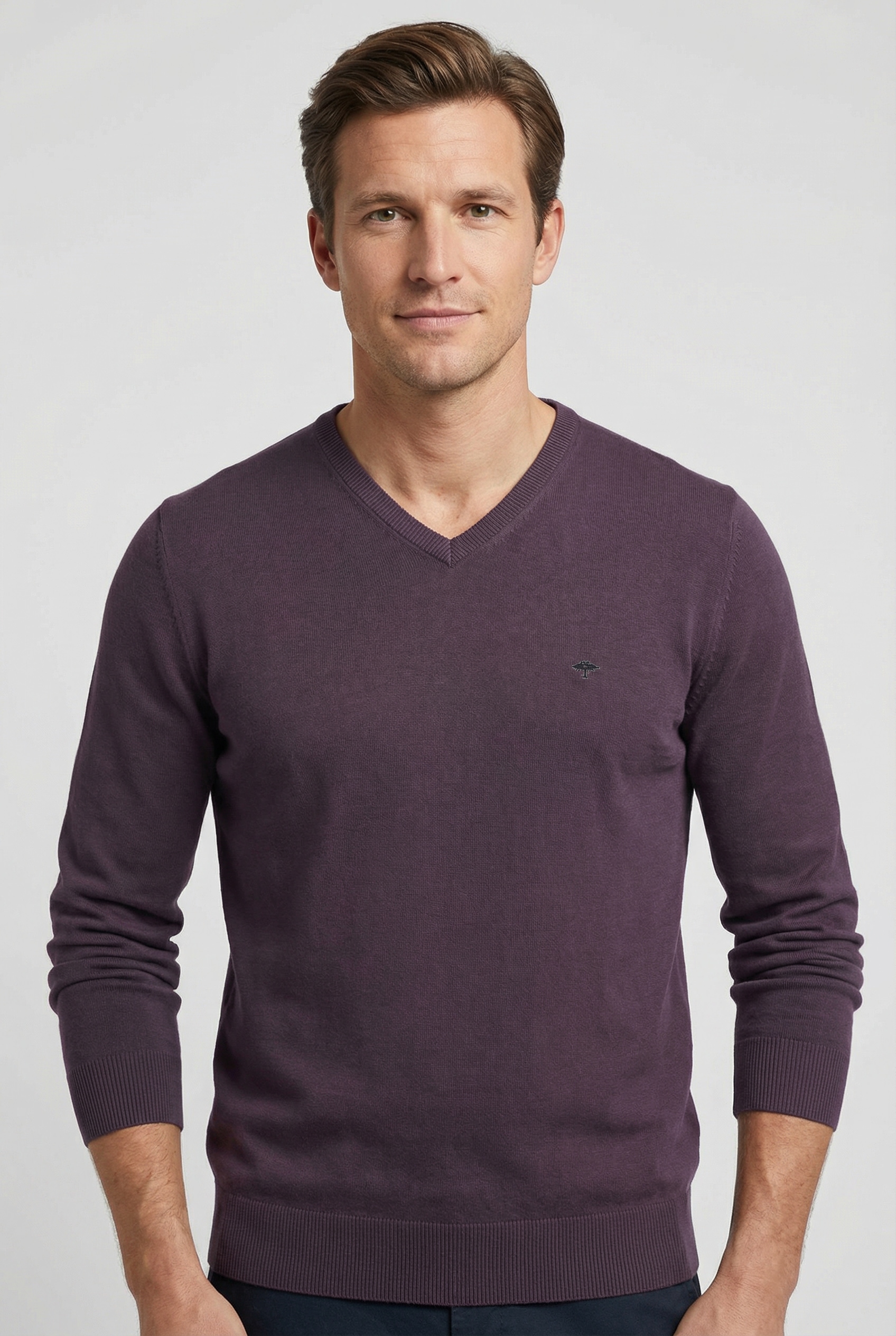 FYNCH-HATTON Strickpullover aus Baumwolle, mit V-Ausschnitt, hüftbedeckende günstig online kaufen