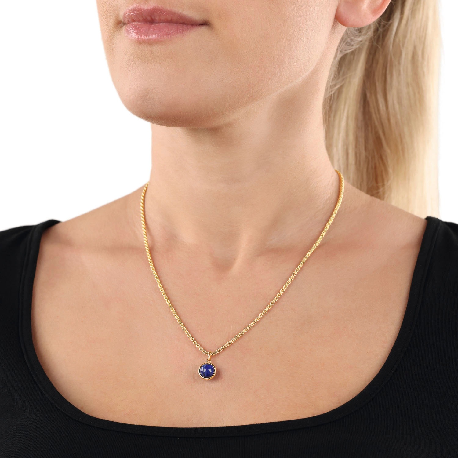 Amor Kette mit Anhänger »Kugel, Kordelkettengliederung, 2038278«, mit Lapislazuli