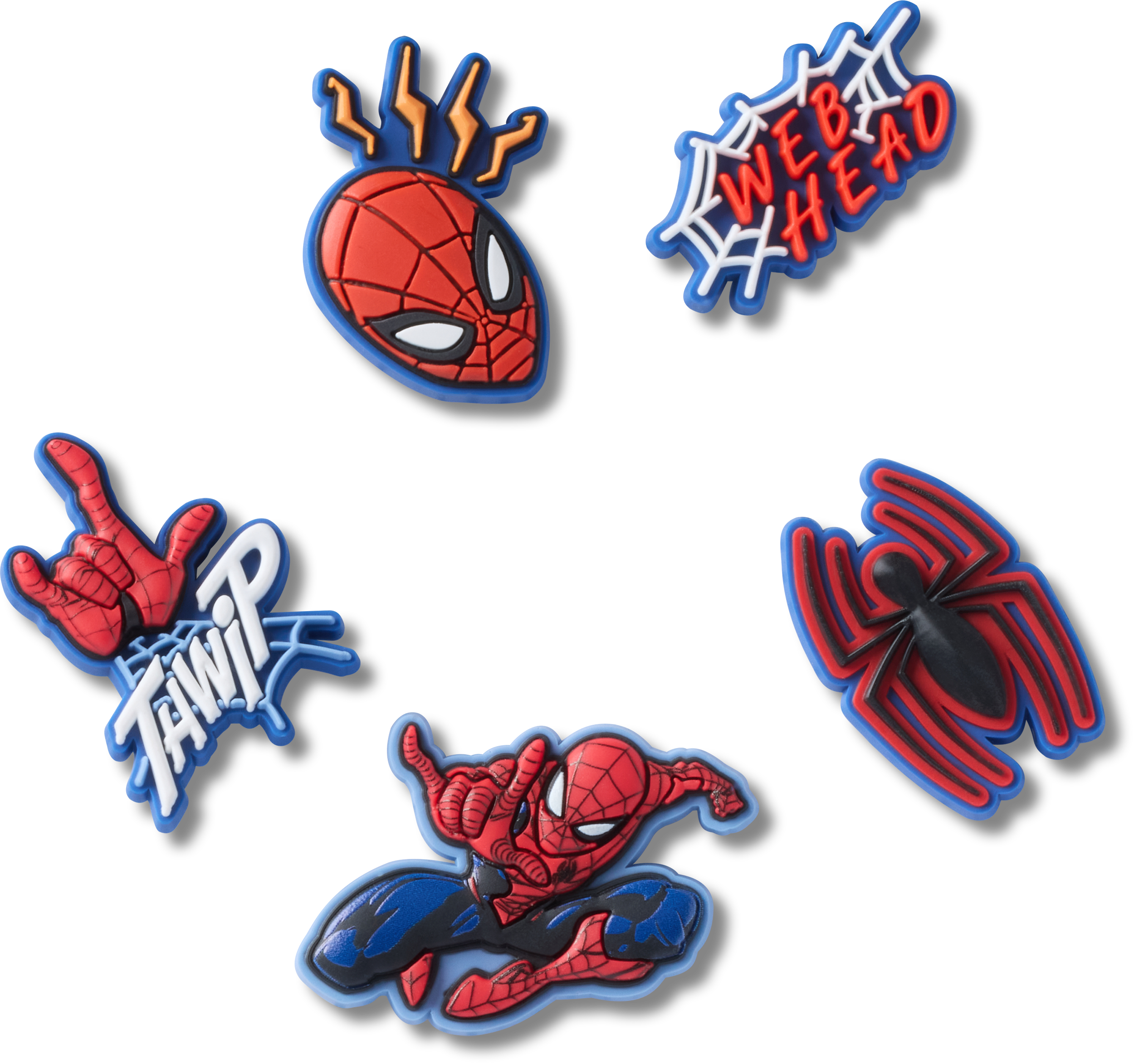 Crocs Schuhanstecker "Jibbitz™ Spiderman" Set, Kein Spielzeug. Nicht für Kinder unter 3 Jahren geeignet, 5 Stk. Charms, Anstecker mit Spiderman Motiven