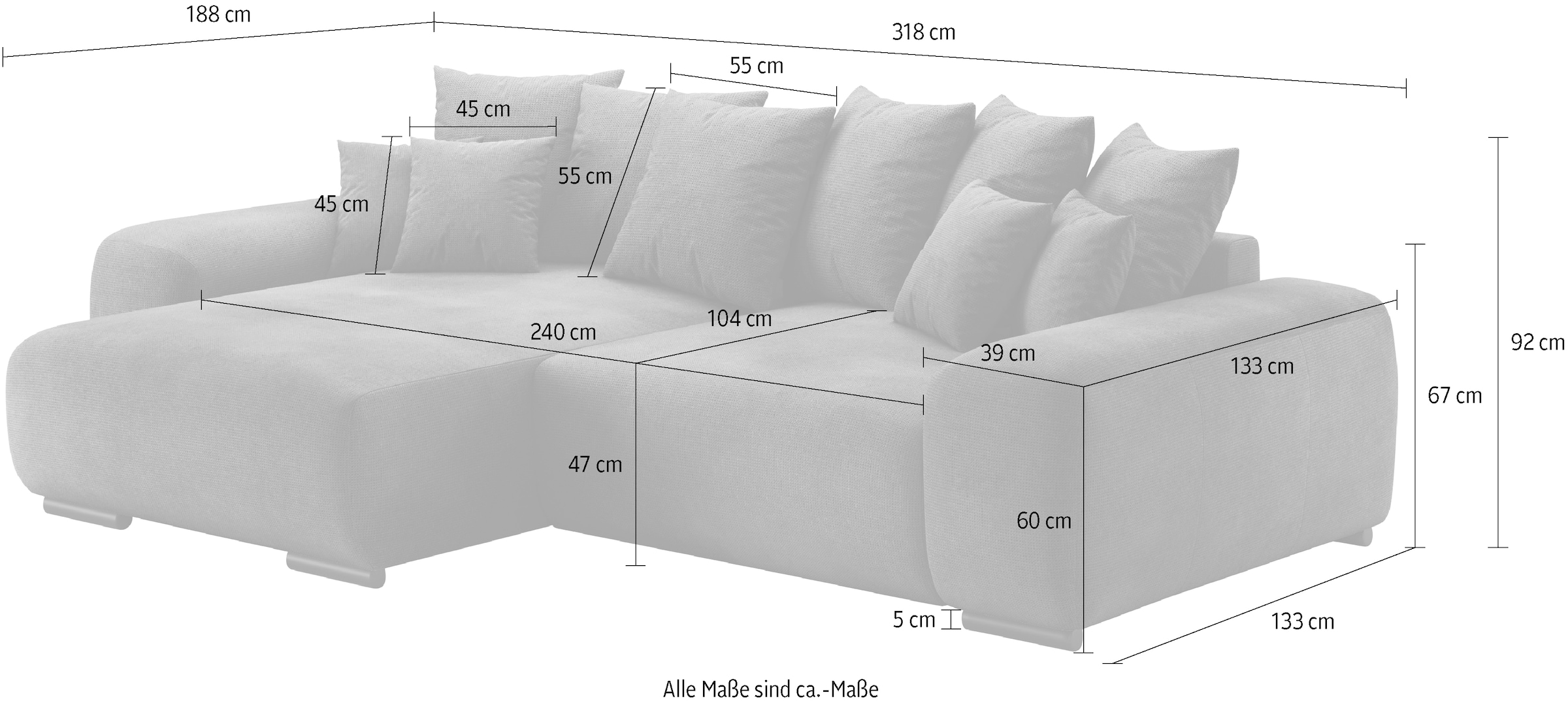 Mr. Couch Polsterecke »Sundance, L-Form«, Dauerschläfer mit Bett, Bettkasten, bis 140 kg belastbar