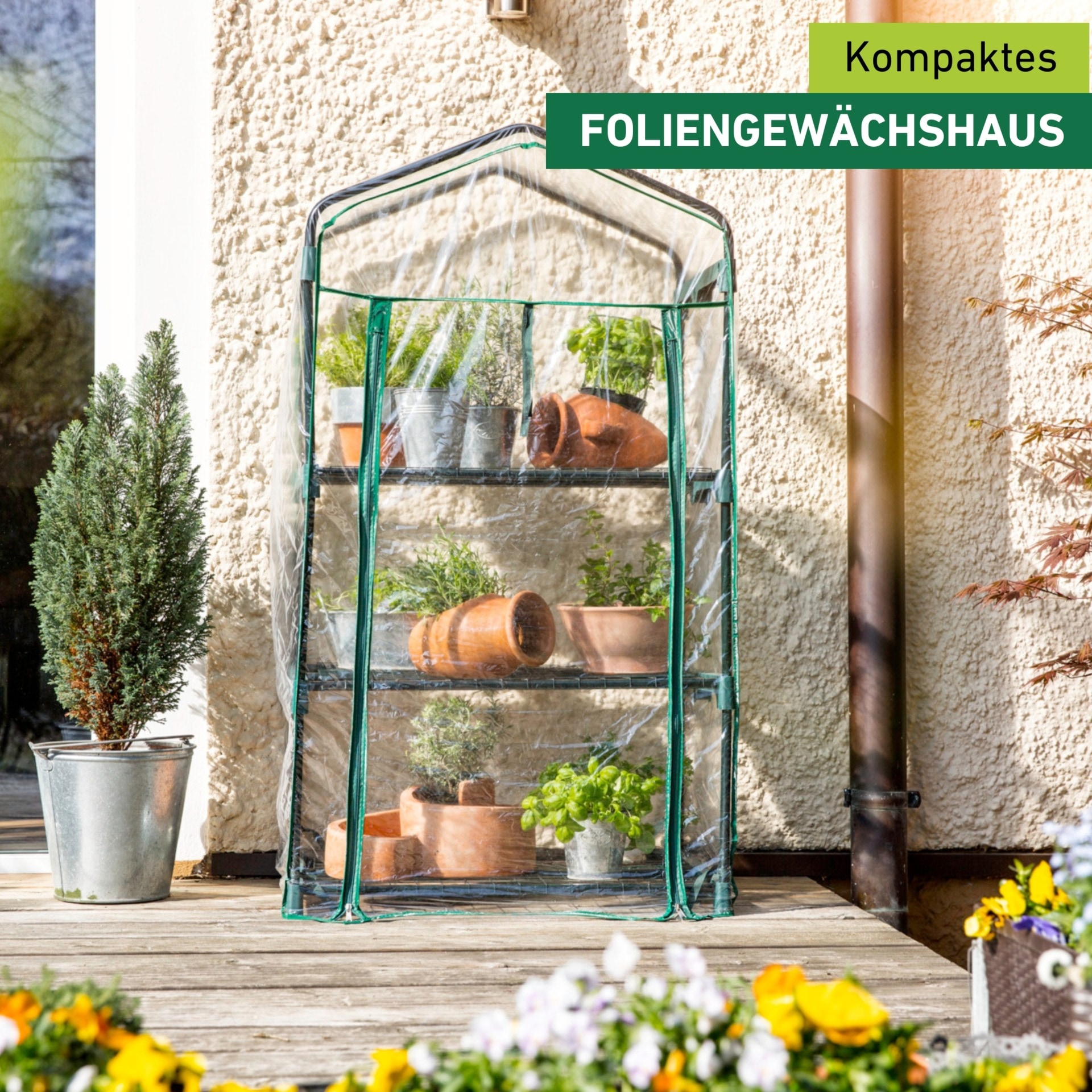 Windhager Foliengewächshaus »zur Aufzucht von Gemüsepflanzen, Kräutern« Balkongewächshaus für Terrasse, Garten, 68 x 49 x 128 cm
