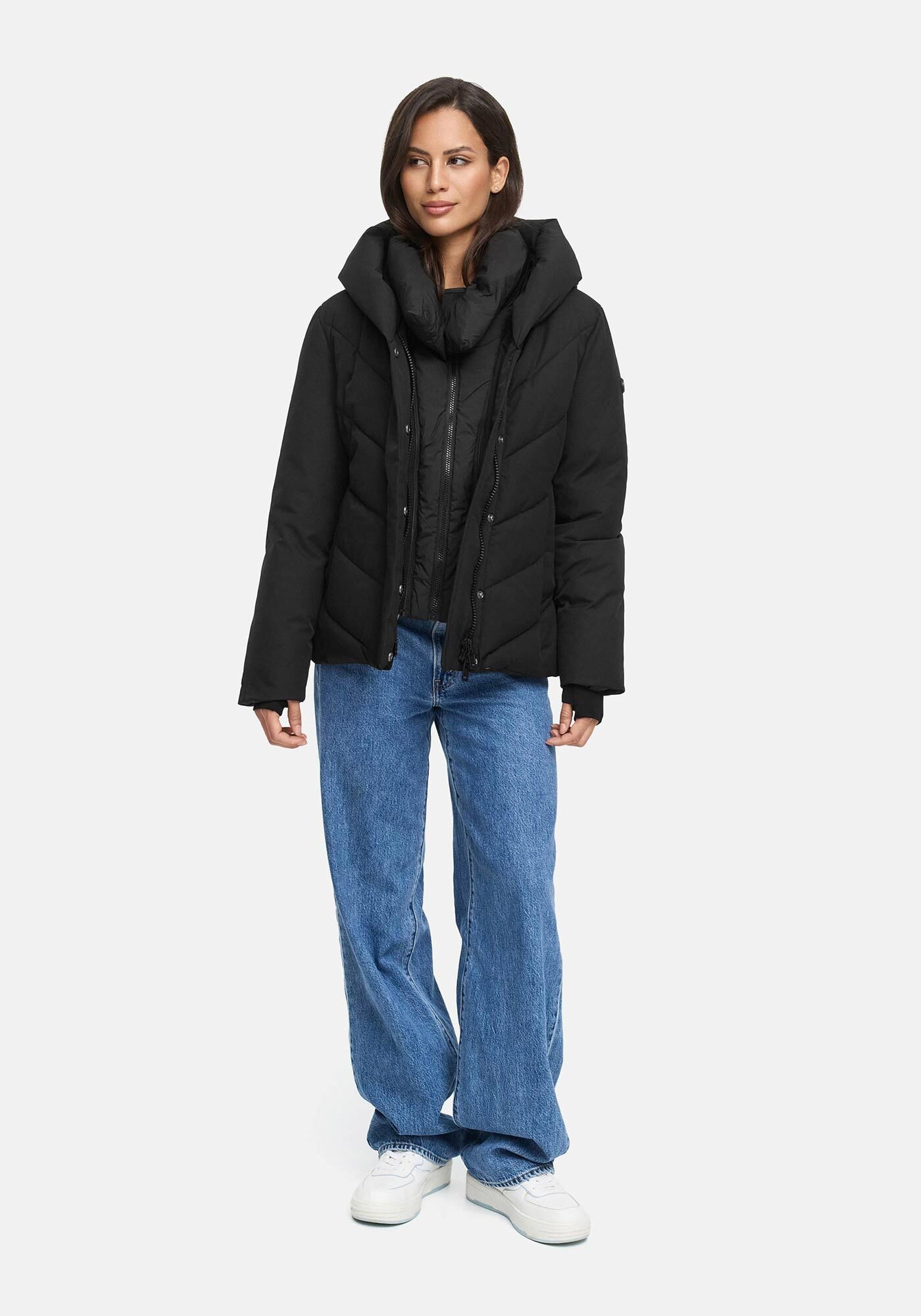 Winterjacke MARIKOO "Nadiraa", Damen, Gr. XS, schwarz, Obermaterial: 100% Polyester; Futter: 100% Polyester; Wattierung: 100% Polyester; Ärmelfutter: 100% Polyester, Jacken Winterjacke, 2-in-1 Funktion Herausnehmbare Polyester-Innenteil