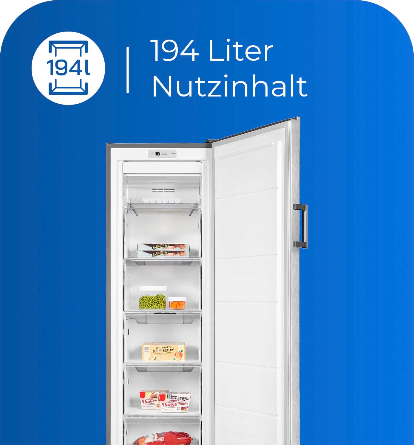 exquisit Gefrierschrank »GS271-NF-H-010E«, 169,1 cm hoch, 55,9 cm breit, 194 L Volumen, NoFrost, Schnellgefrieren, 4 Sterne