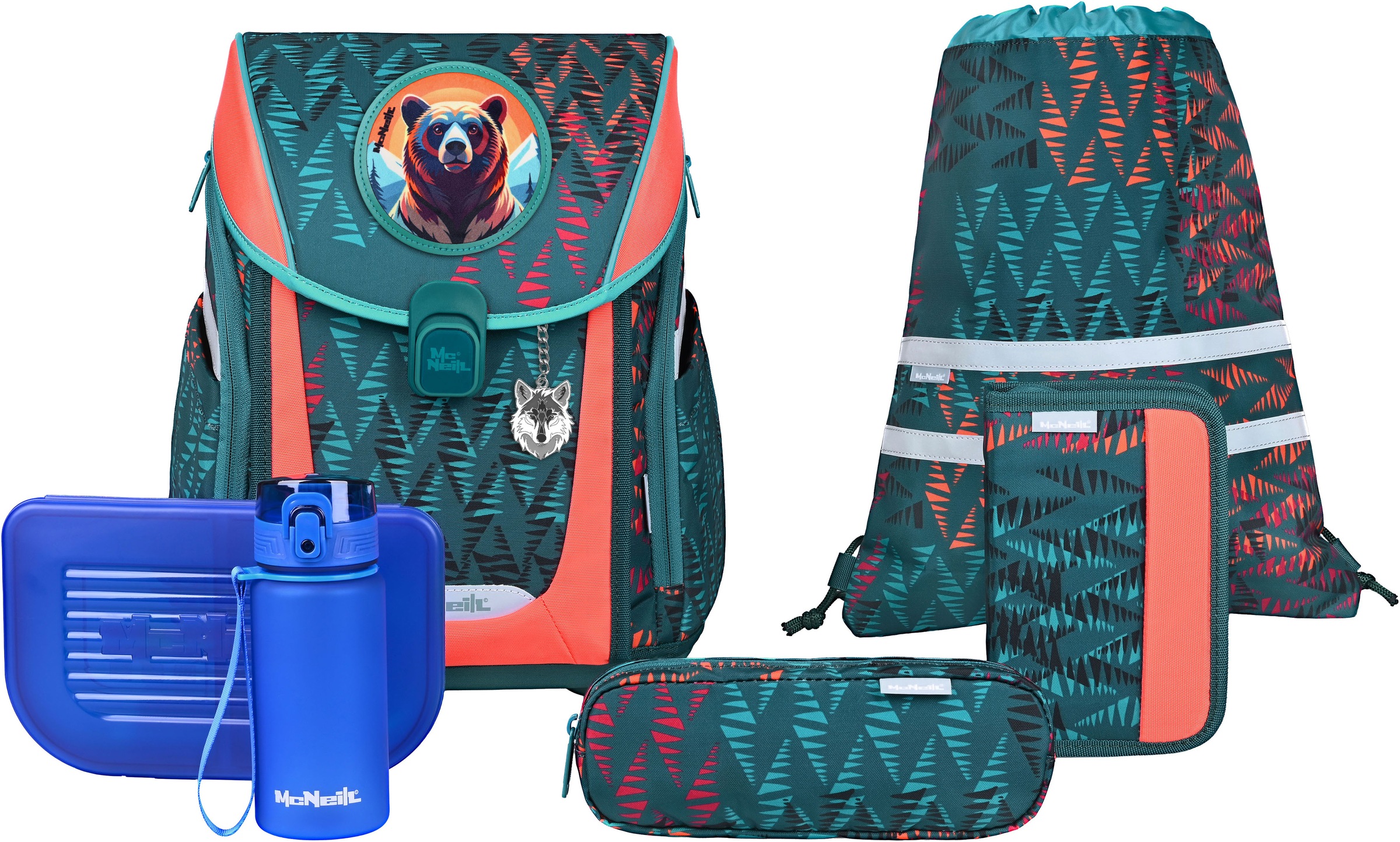 MCNEILL Kinder Schulranzen "Primo, inkl. Etui, Turnbeutel"bear, Polyester, Rucksäcke
