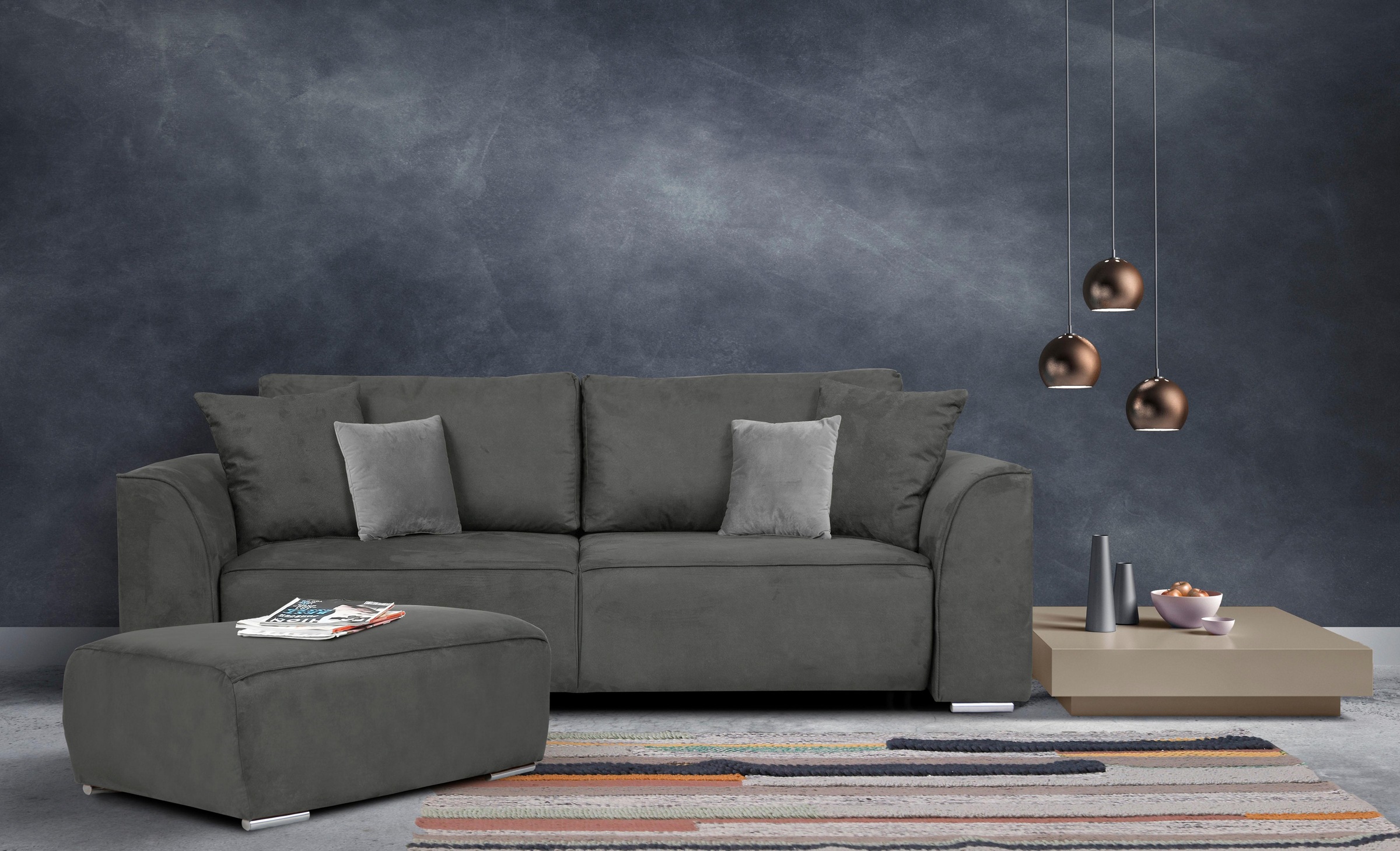 INOSIGN 3-Sitzer Beatrice Schlafsofa, wahlweise auch mit Bettfunktion und Bettkasten, incl. 2 Zierkissen