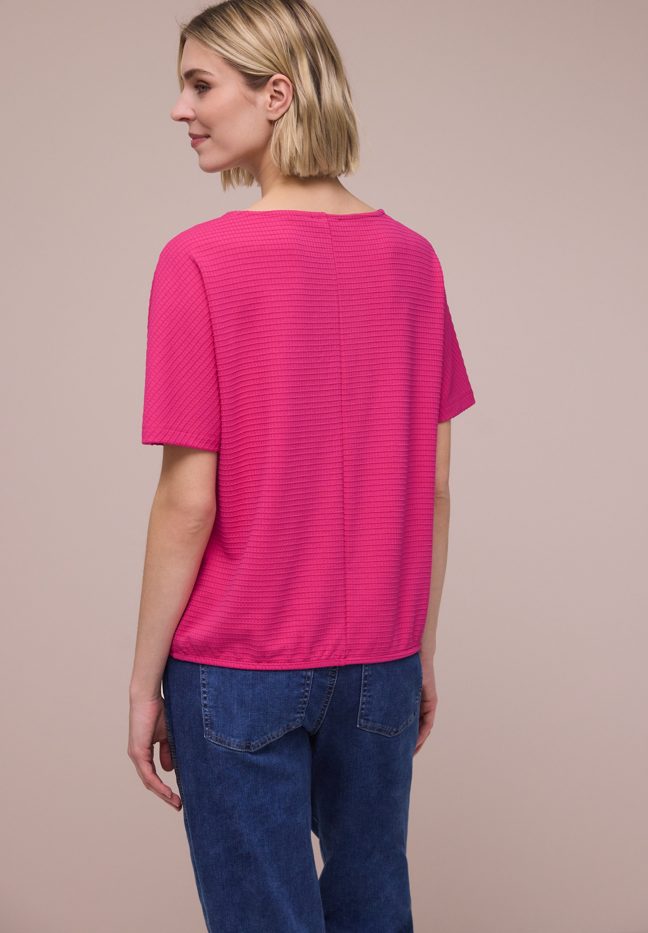 STREET ONE Kurzarmshirt Sommershirt in Struktur-Optik