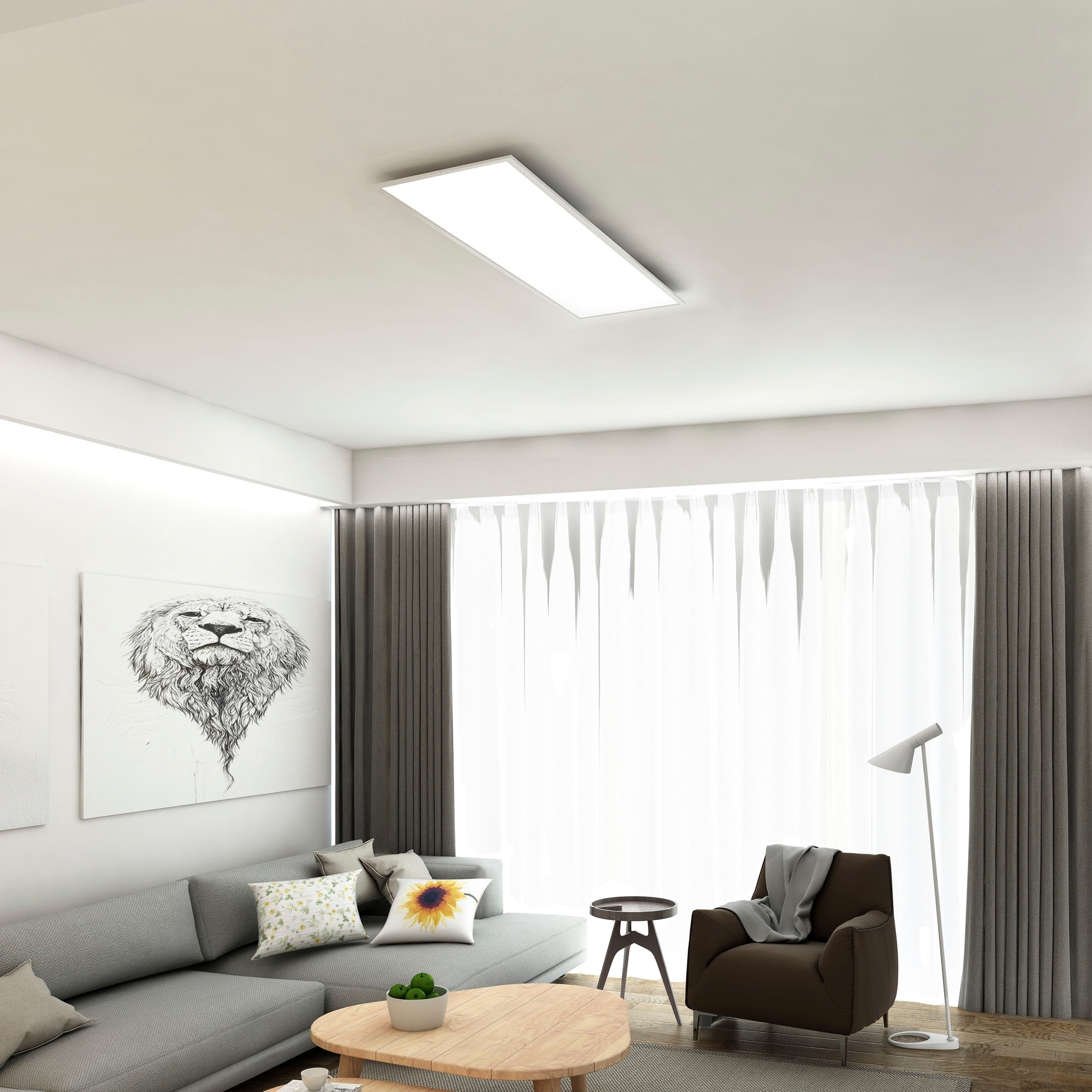 Briloner Leuchten LED Panel »7167016 Piatto«, Leuchtmittel LED-Board | LED fest integriert, Deckenlampe, 100x25x6cm, 24W, Wohnzimmer, Schlafzimmer, Flur