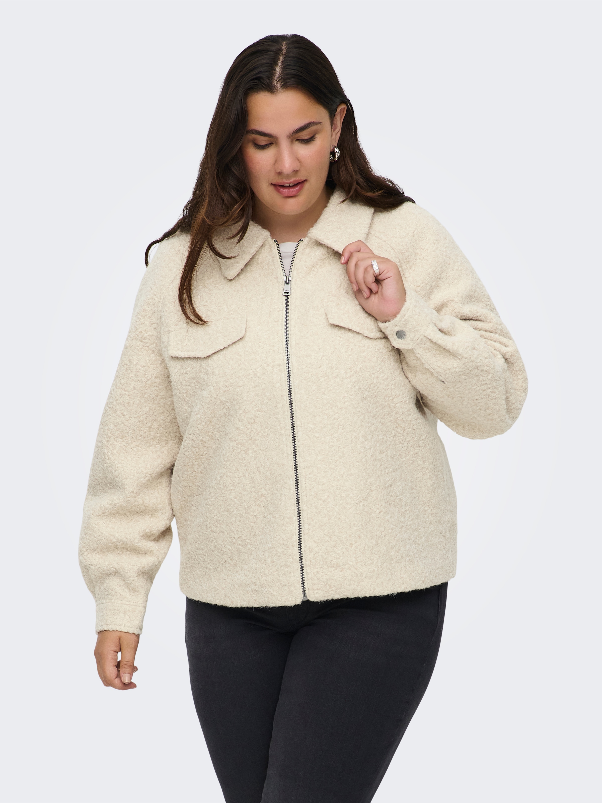 ONLY CARMAKOMA Fleecejacke "CARMALO SHORT BOUCLE JACKET OTW NOOS" ohne Kapu günstig online kaufen