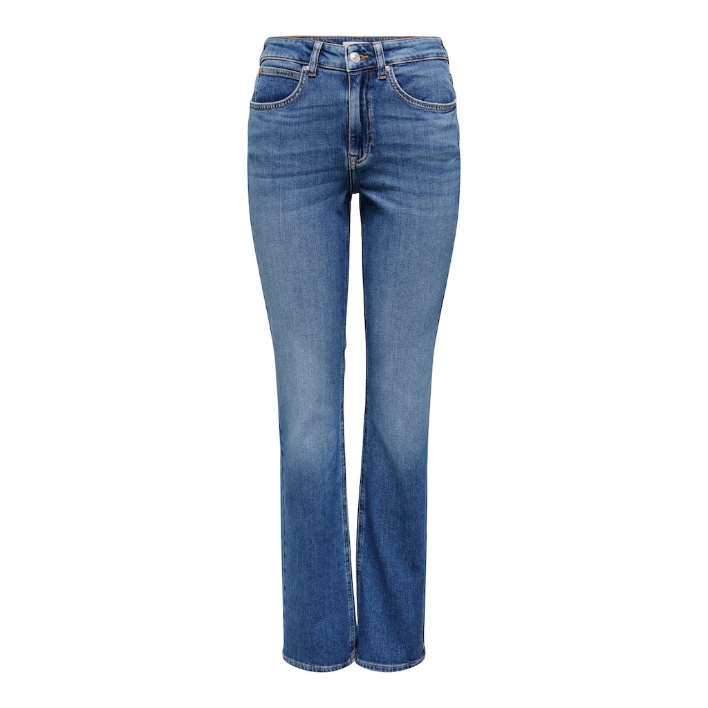 ONLY Bootcut-Jeans »ONLEVERLY MW SWEET FLARED DNM CRO187«, (Flared Jeans, Schlagjeans, ausgestellte Beinform, normale Leibhöhe), Baumwollmischung mit Stretch sorgt für ein angenehmes Tragegefühl