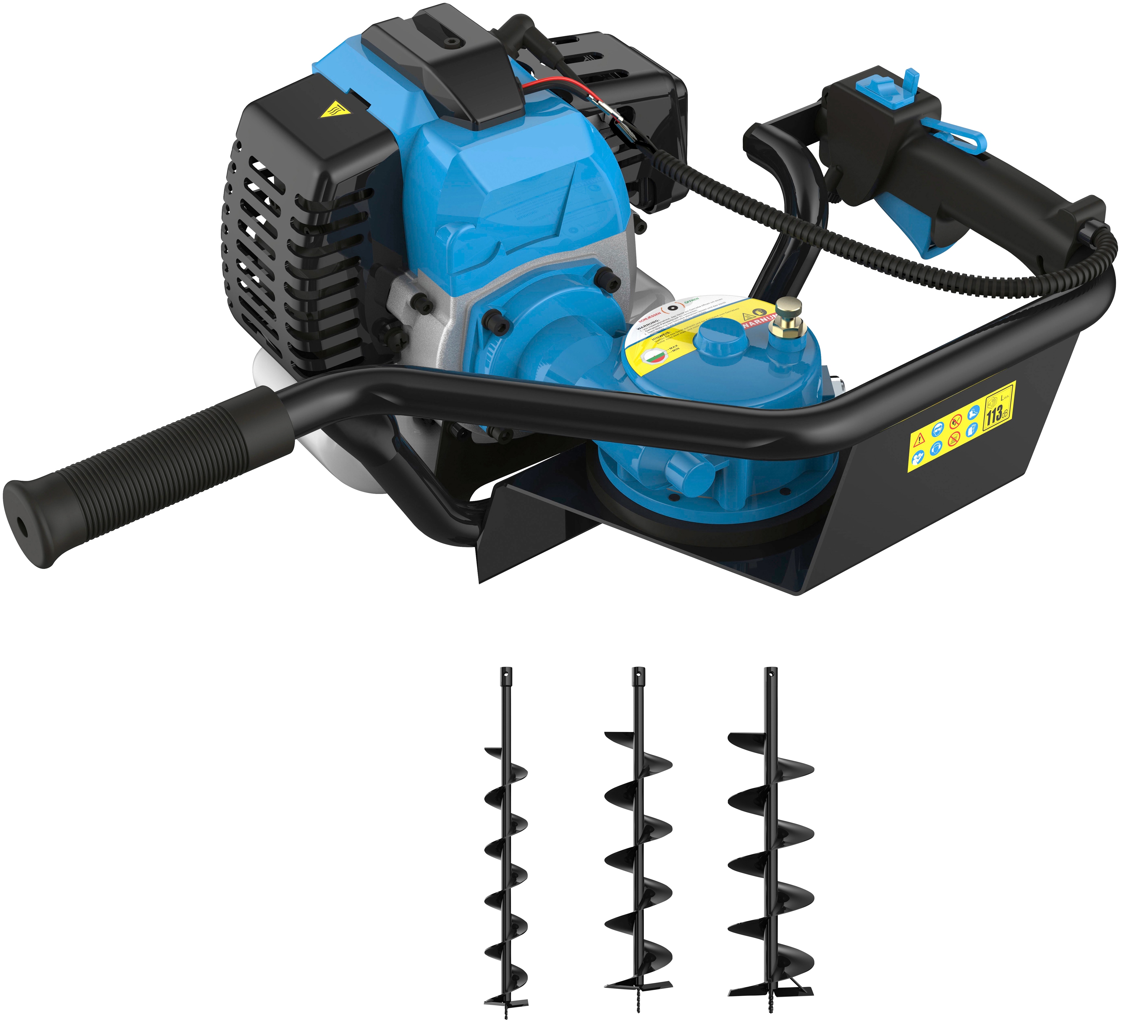 GÜDE Erdbohrer "GE 2200", B:53,5cm H:98,5cm L:39cm, silber, Erdbohrer, inkl. 3 Bohraufsätze