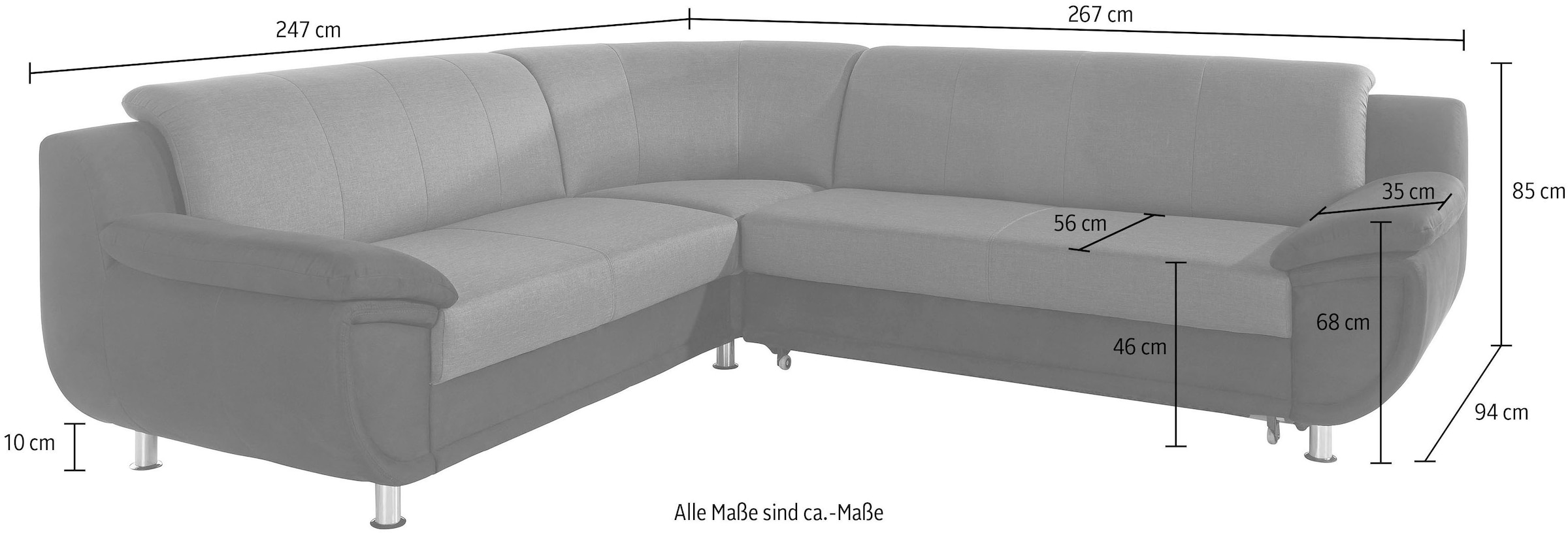 TRENDMANUFAKTUR Ecksofa »Rondo 3, zeitlos und modern, im Materialmix, L-Form«, wahlweise Federkern für hohen Sitzkomfort, wahlweise Bettfunktion