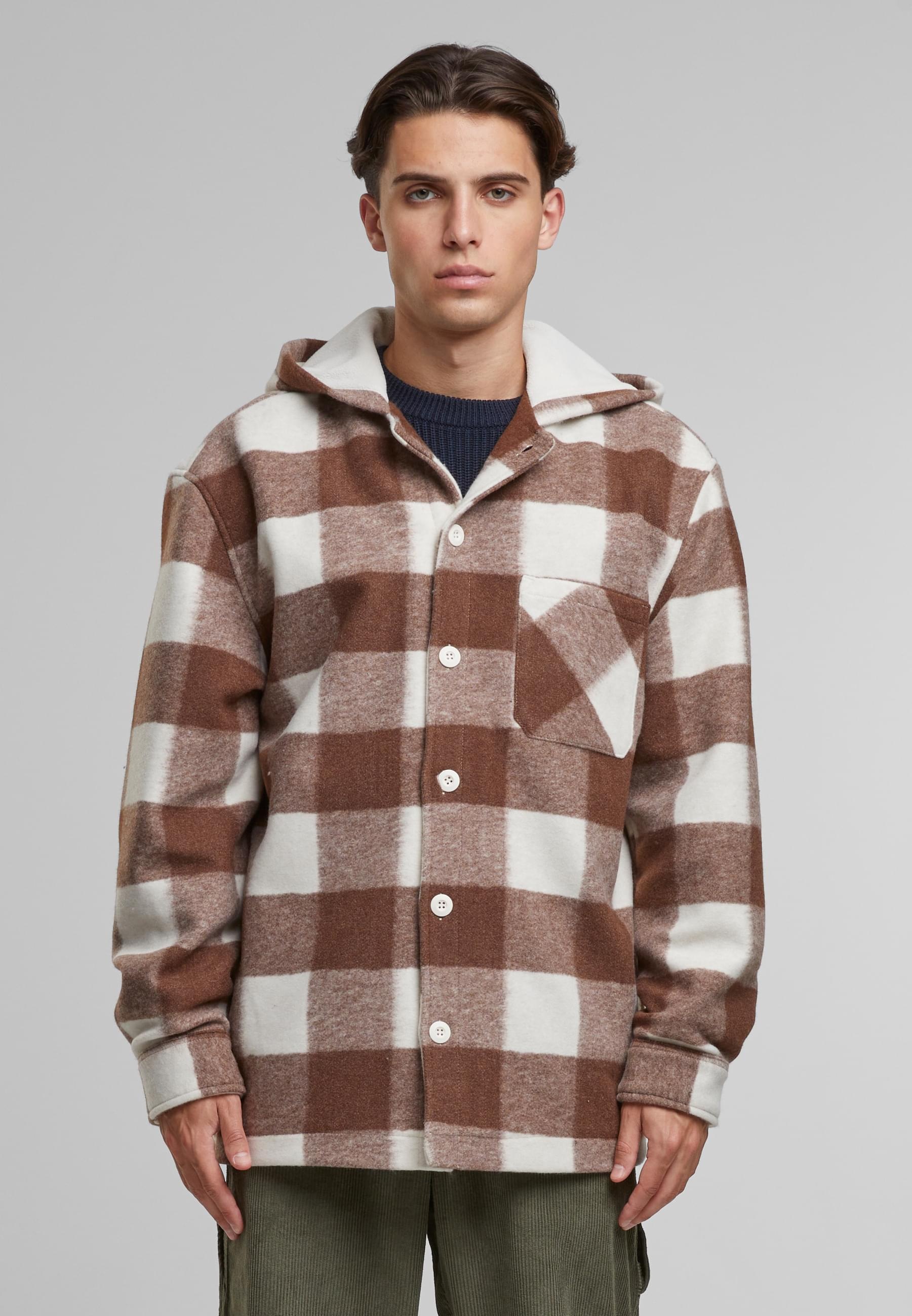 URBAN CLASSICS Allwetterjacke »Urban Classics Big Check Jacket With Hood«, (1 St.), mit Kapuze