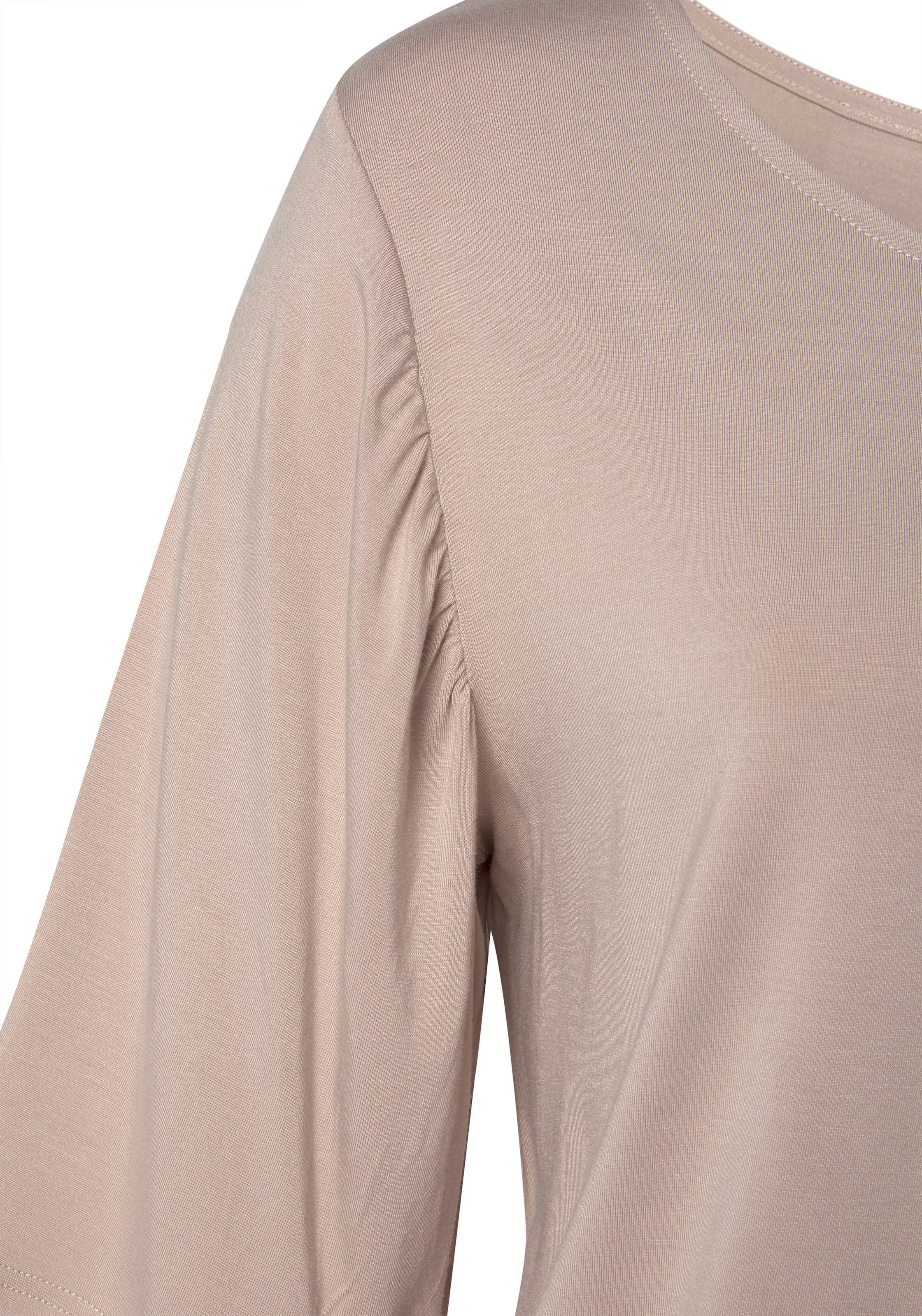 Vivance Rundhalsshirt »mit zarter Raffung an den Ärmeln«, (2er-Pack), aus weichem Viskose-Stretch