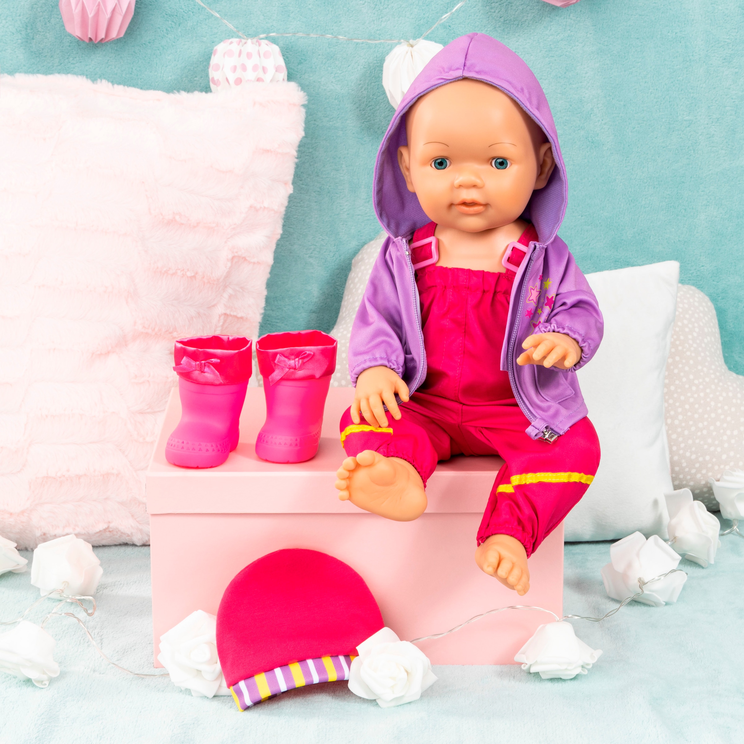 Bayer Puppenkleidung »Regen-Set pink/lila«, (Set, 4 tlg.)
