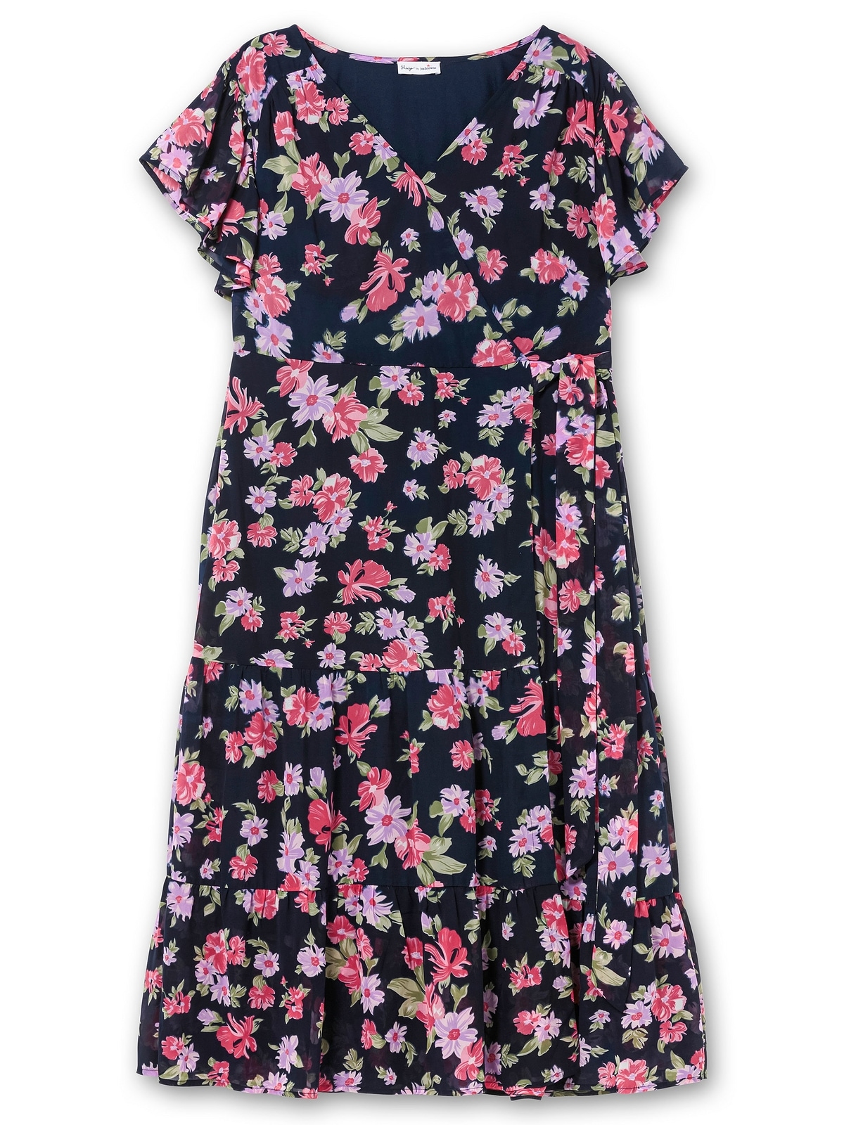 sheego by Joe Browns Chiffonkleid »Große Größen«, mit Blumendruck und Bindegürtel