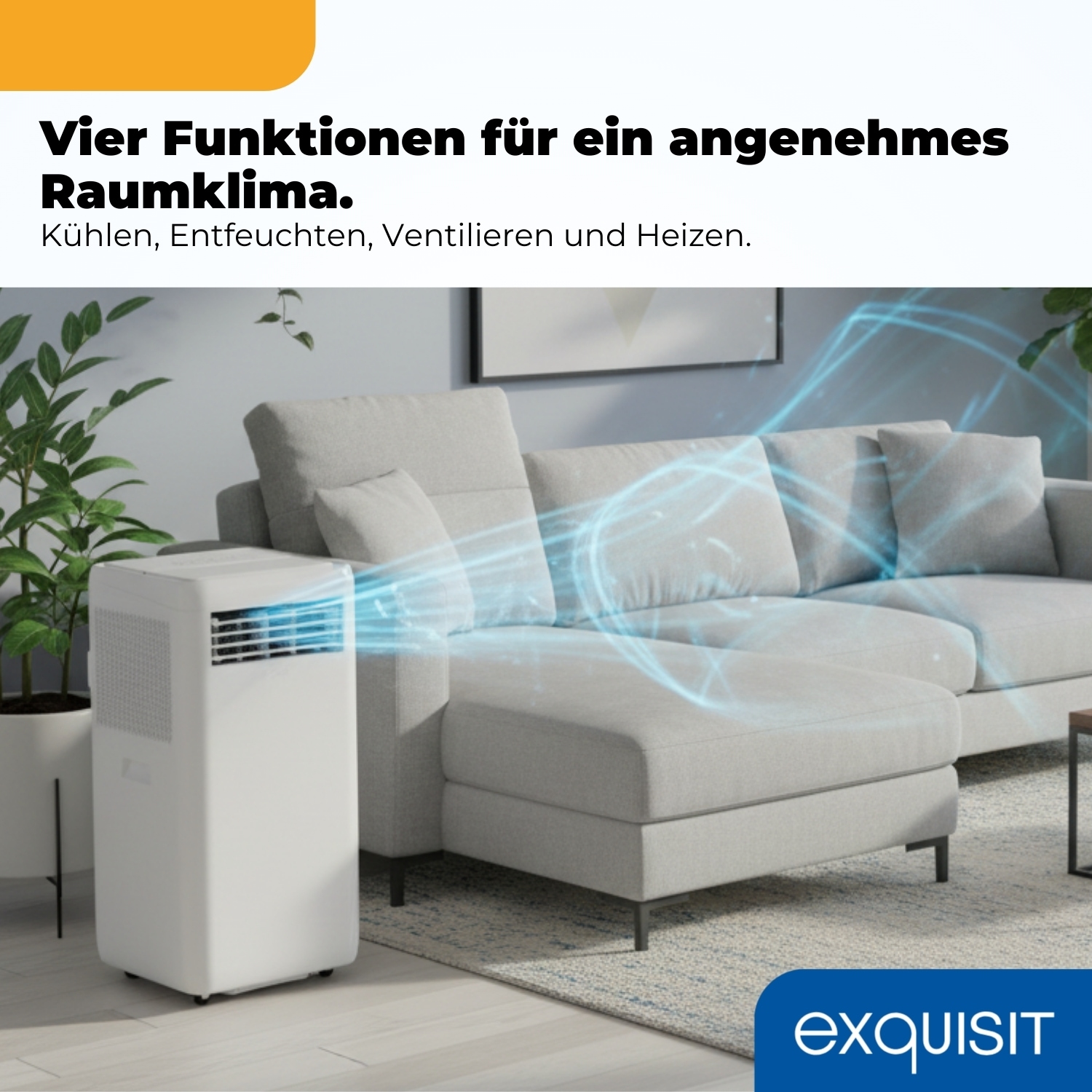 exquisit 4-in-1-Klimagerät »CM 31200 we, für Räume bis zu 23m²« Ganzjähriger Komfort mit Kühlen, Heizen, Entfeuchten und Lüften