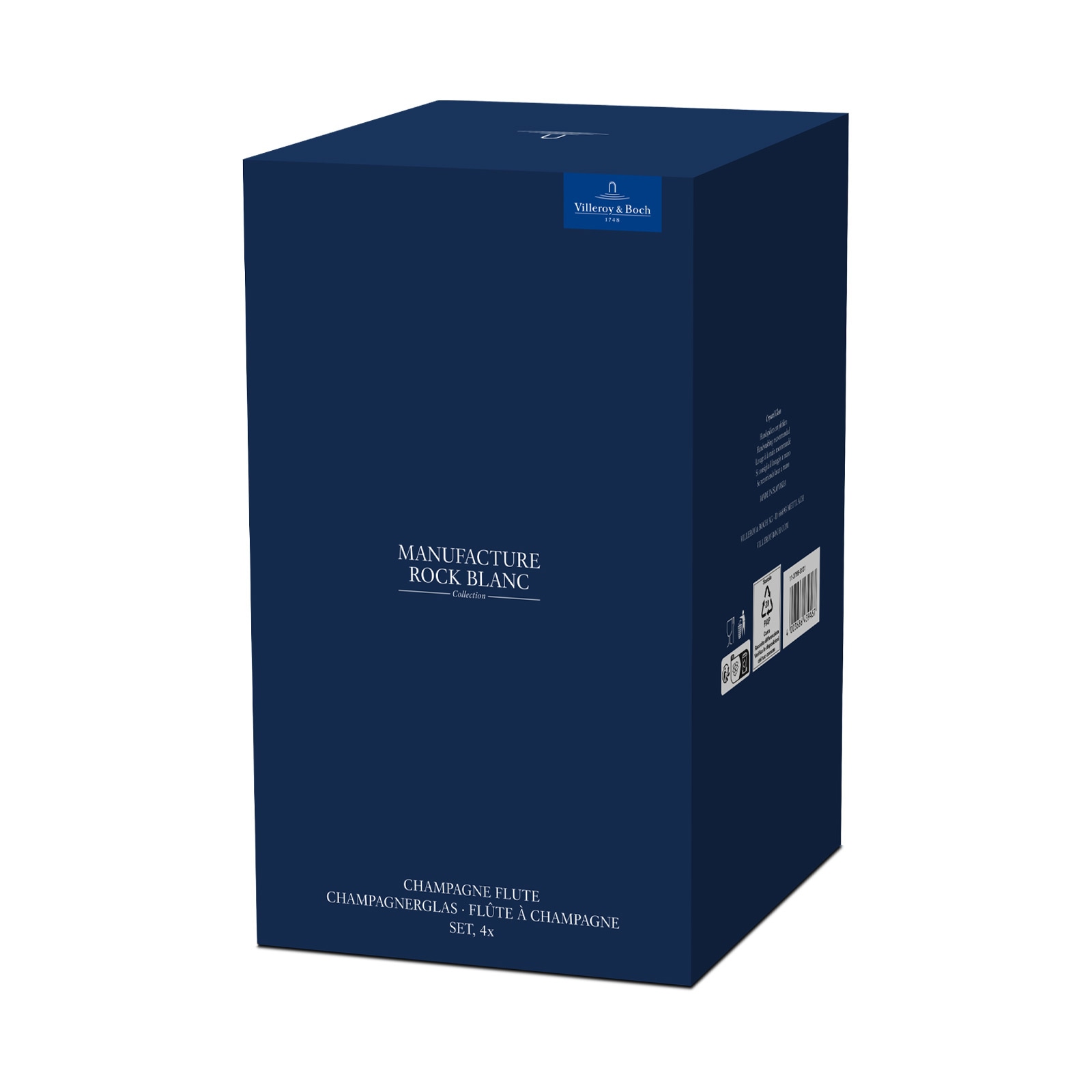 Villeroy & Boch Champagnerglas »Champagnergläser Manufacture Rock 260 ml 4er Set weiß-transparent«
