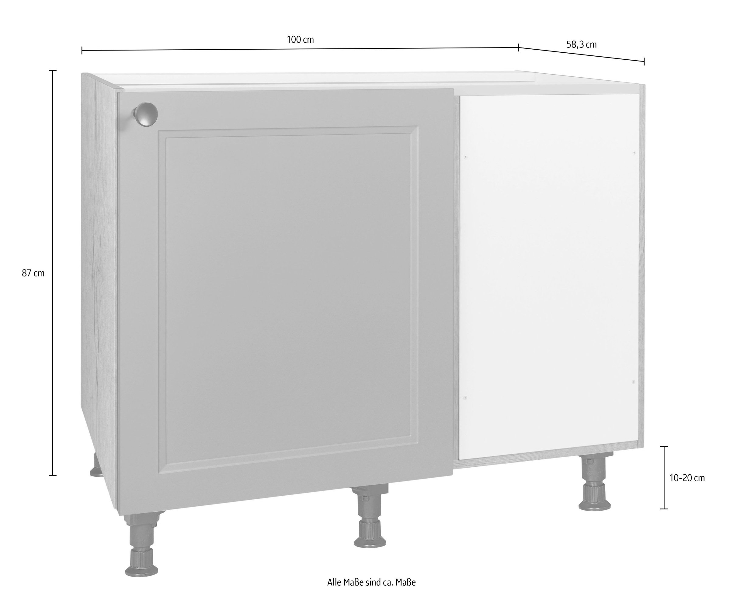 nobilia® Eckunterschrank »"Cascada", vormontiert« mit höhenverstellbaren Sockelfüßen, Breite 100 cm