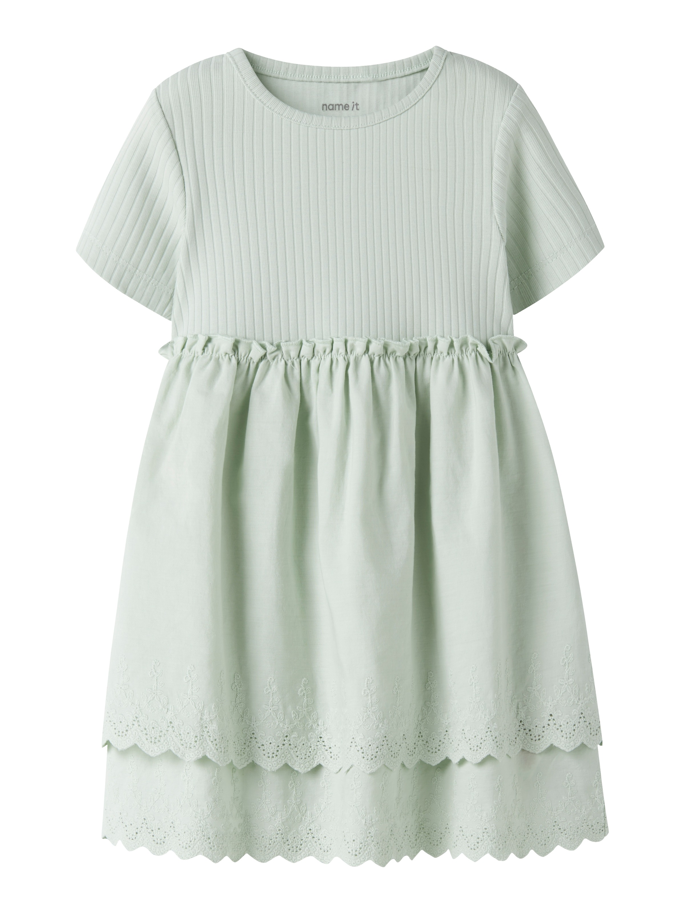 Name It Minikleid »NMFHAVELLE SS DRESS« Baumwollmischung, regular fit, Lochstickerei