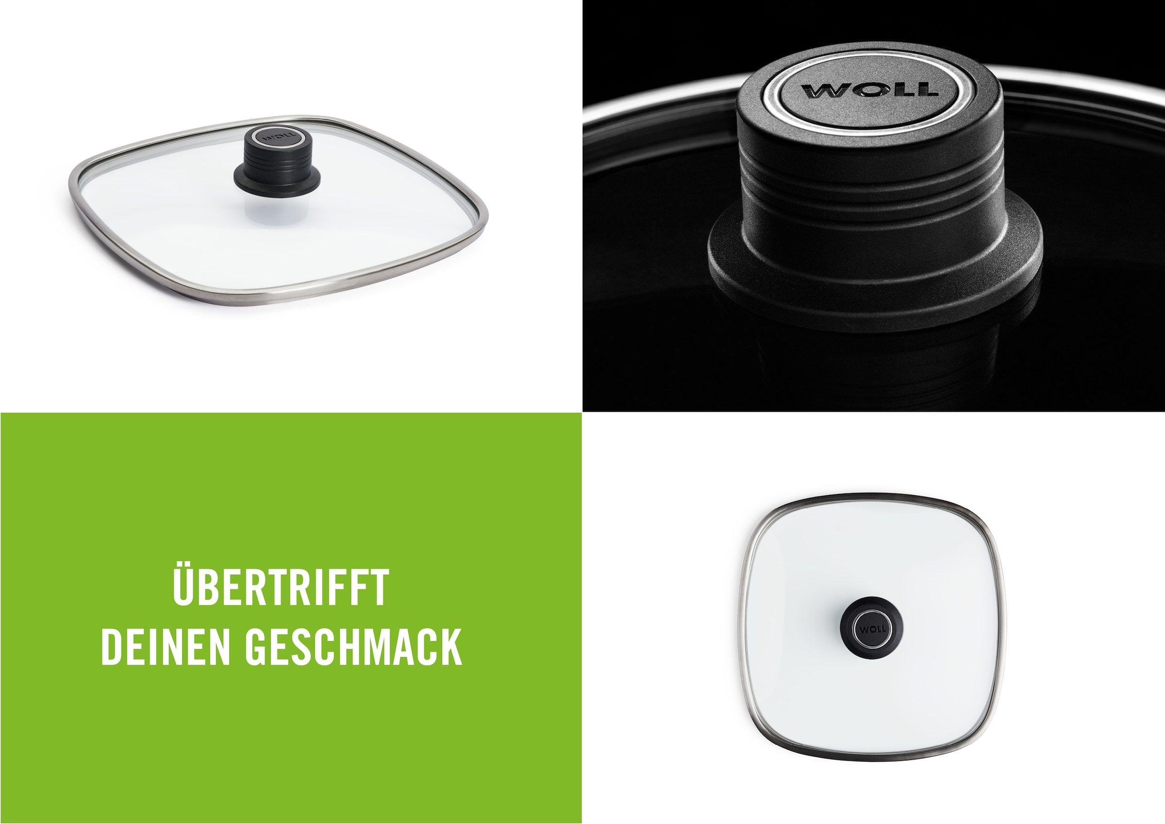 WOLL »WOLL Eco Logic Sicherheitsglasdeckel, viereckig« Hitzebeständig, Spülmaschinengeeignet, für Pfannen und Töpfe