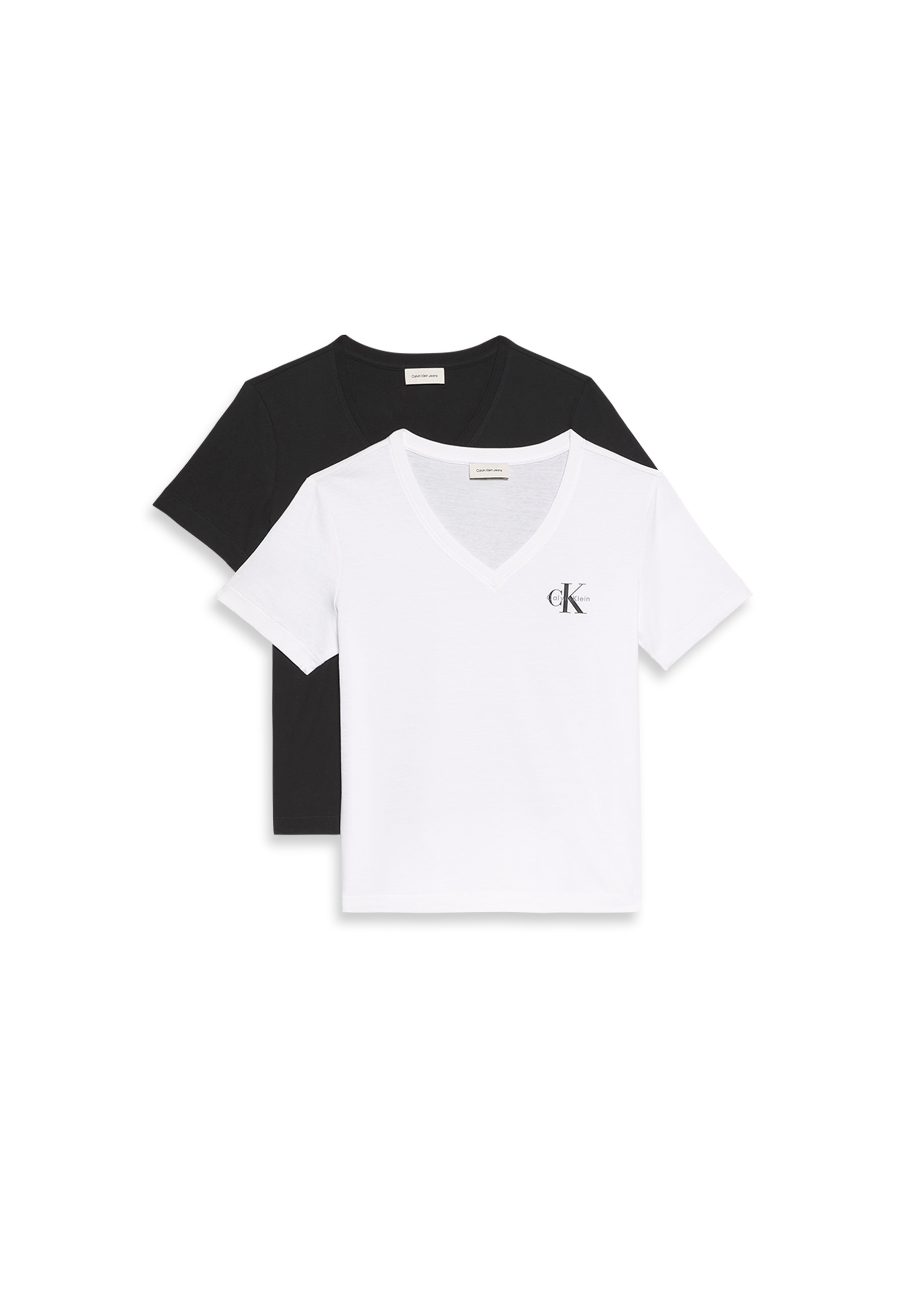 Calvin Klein Jeans Kurzarmshirt »A- Logo VN 2 pack Tee«, (Packung, 2er-Pack), Mit V-Ausschnitt