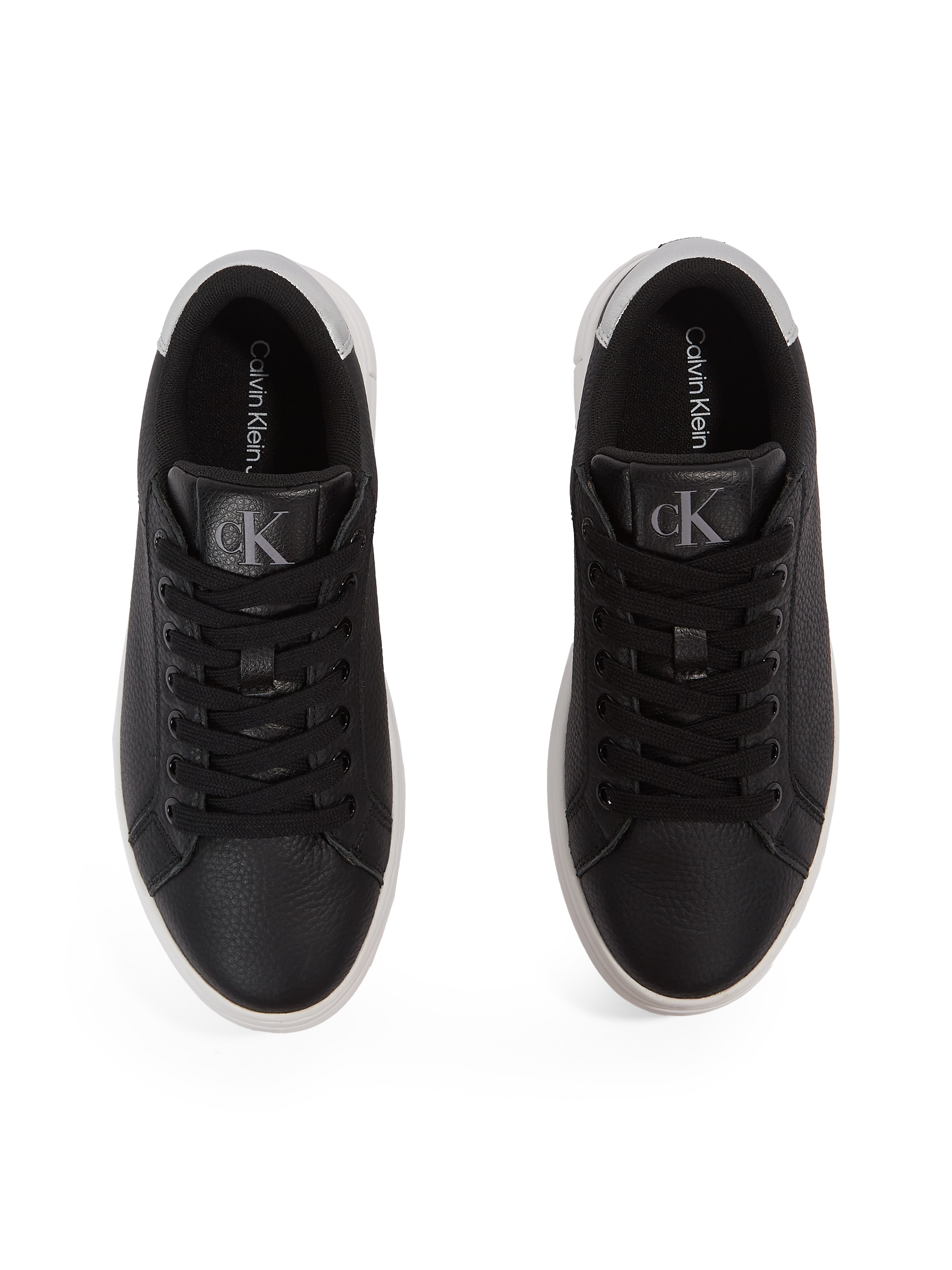 Calvin Klein Jeans Plateausneaker »BOLD FLATF LOW MIX OHB«, Schnürschuh, Halbschuh, Freizeitschuh mit Fersen-Kontrast