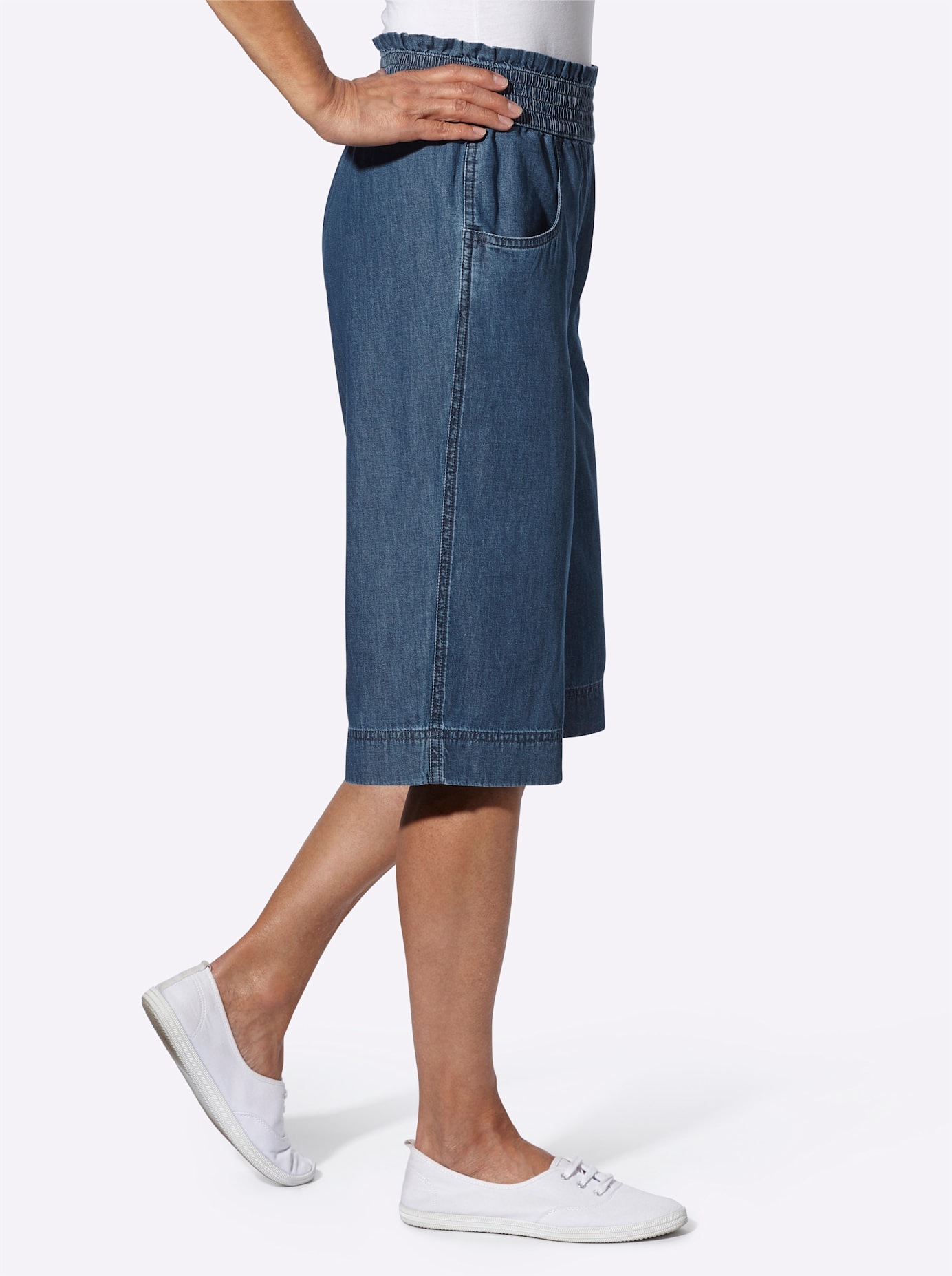 Bequeme Jeans CLASSIC BASICS, Damen, Gr. 44, Normalgrößen, blau, stone, washed, 100% Baumwolle, unifarben, 7/8-Länge, Jeans 2