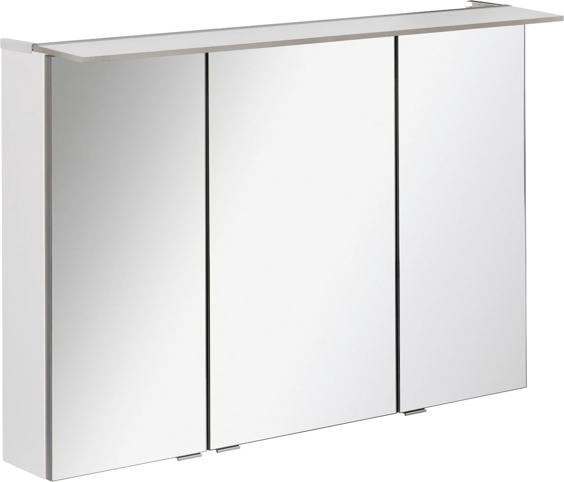 FACKELMANN Spiegelschrank »PE 100 - weiß«, Badmöbel Breite 100 cm, mit 3 Türen und beleuchtetem Unterboden