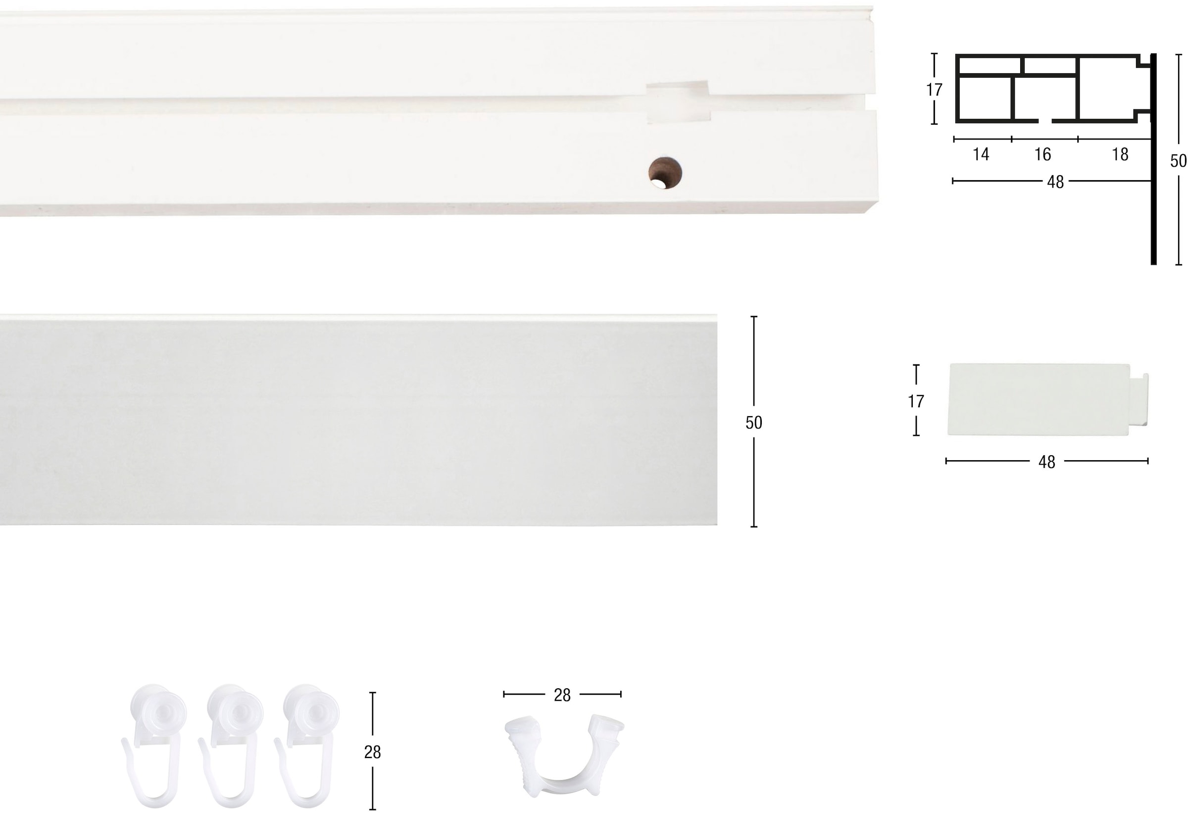 GARESA Gardinenschiene »Kunststoffschiene mit Blende«, schlicht verlängerbar, Montage, | läufig-läufig, 3 BAUR einfache Deckenmontage, Wunschmaßlänge