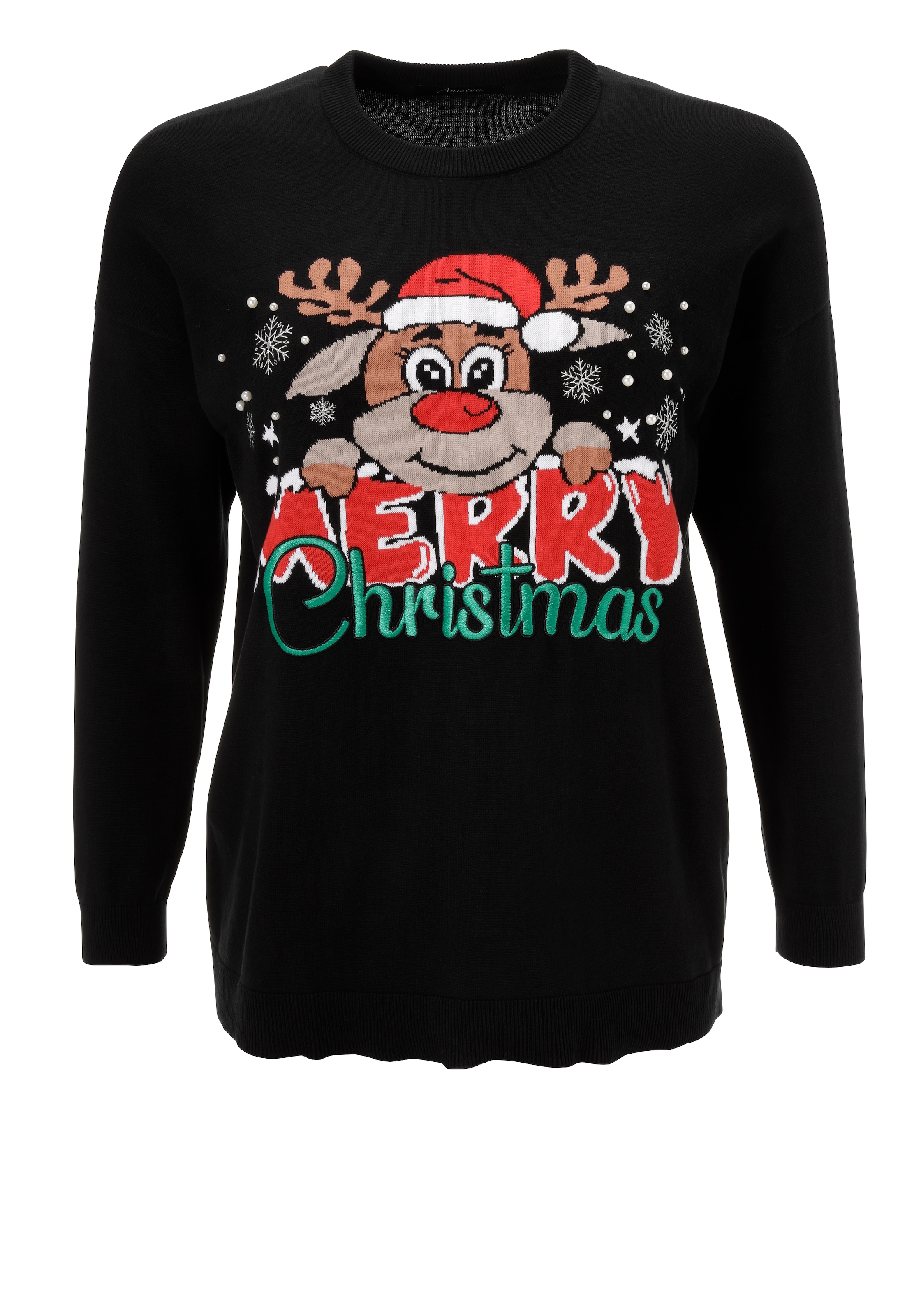 Aniston PLUS Weihnachtspullover, mit Rentier-Motiv - NEUE KOLLEKTION