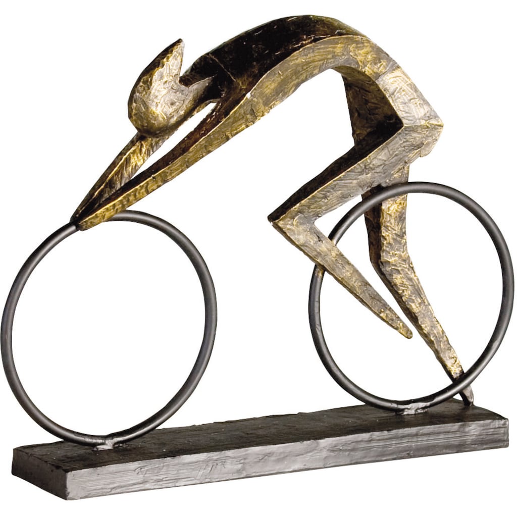 Casablanca by Gilde Dekofigur »Skulptur Racer«, Dekoobjekt, Höhe 29 cm, Fahrradfahrer, mit Spruchanhänger, Wohnzimmer