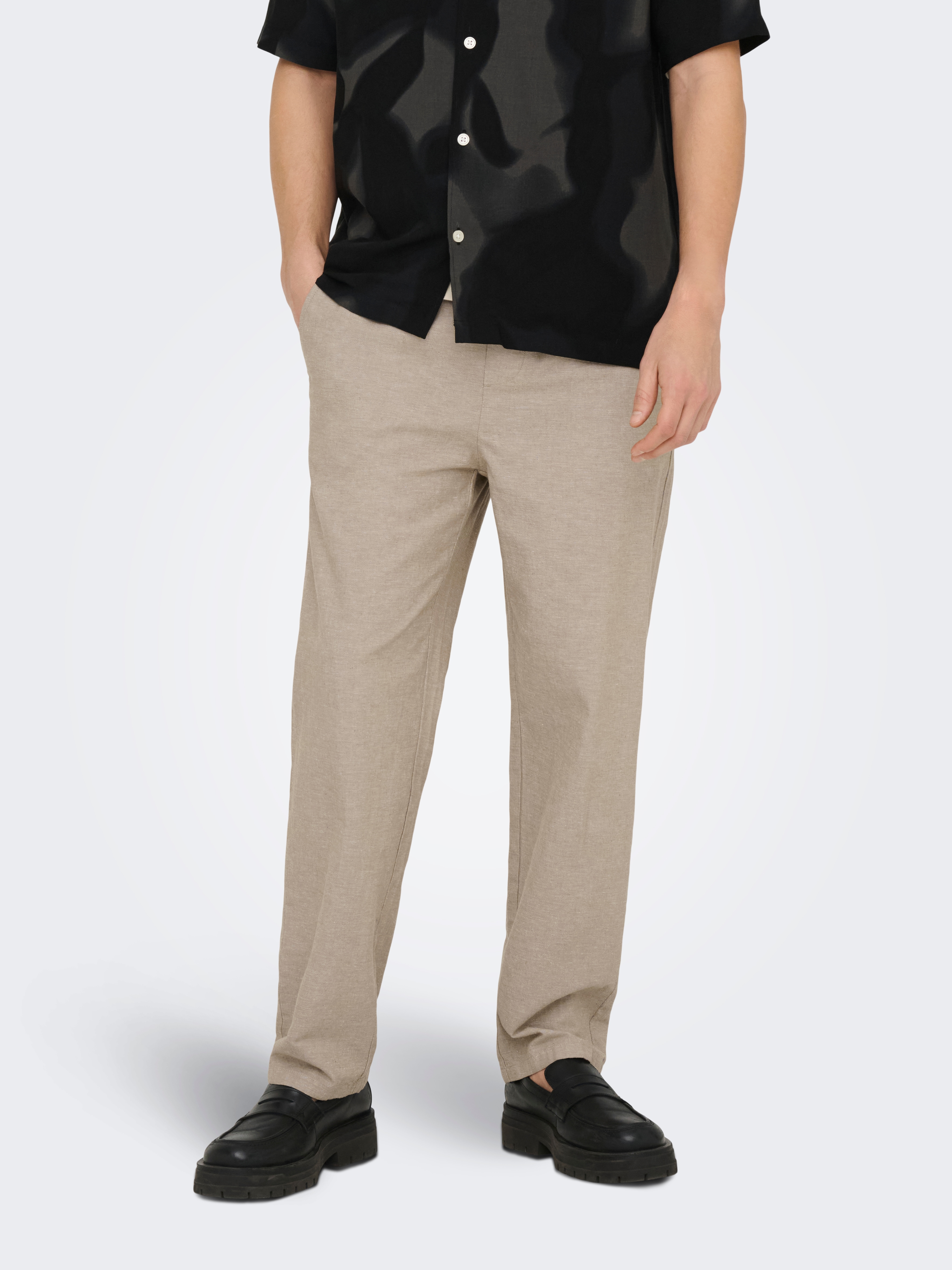 ONLY & SONS Schlupfhose "ONSSINUS LOOSE 0007 COT LIN PANT NOOS" Baumwolle mit Leinen, locker geschnitten