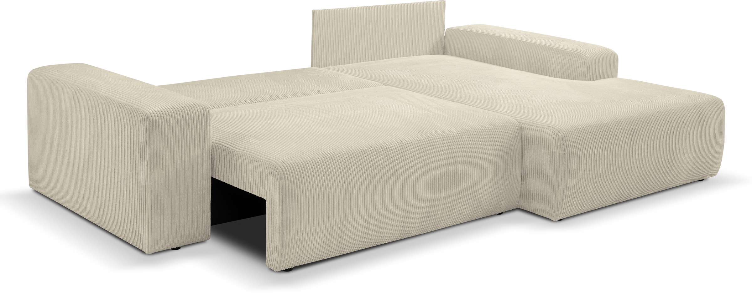 WERK2 Ecksofa »Rotterdam-L, kuschelweicher Cord oder Breitcord, L-Form, Breite 267 cm« Design Ecksofa mit Schlaffunktion & Bettkasten, Cord, Natur